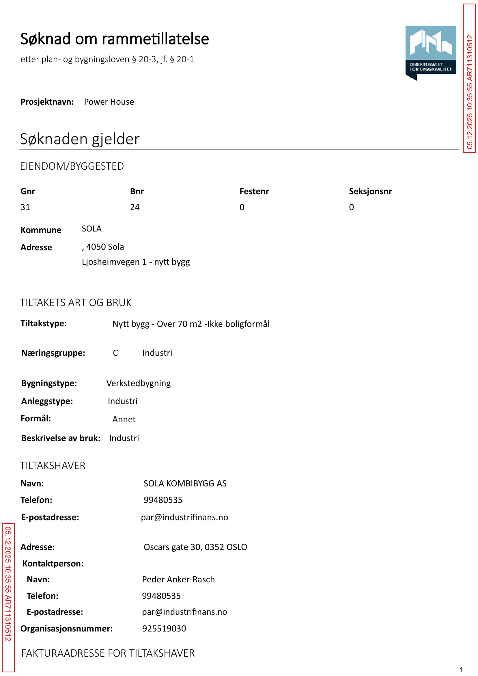 Søknad om rammetillatelse