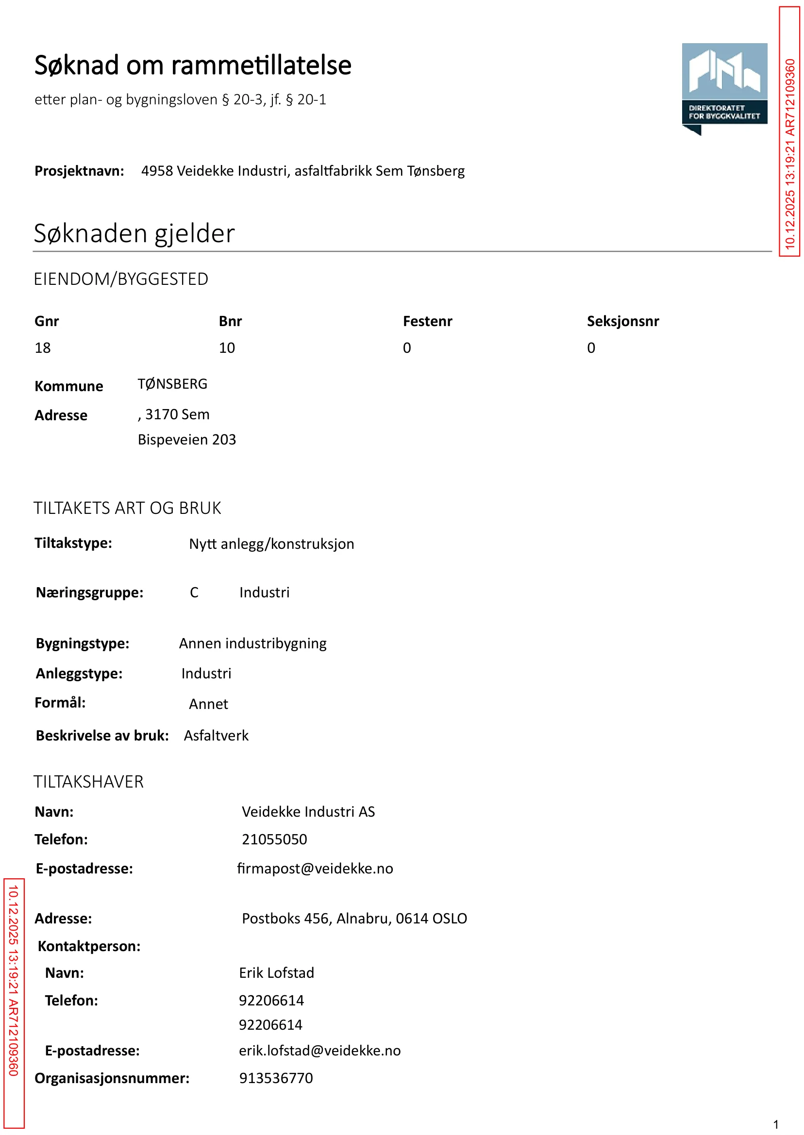 Søknad om rammetillatelse