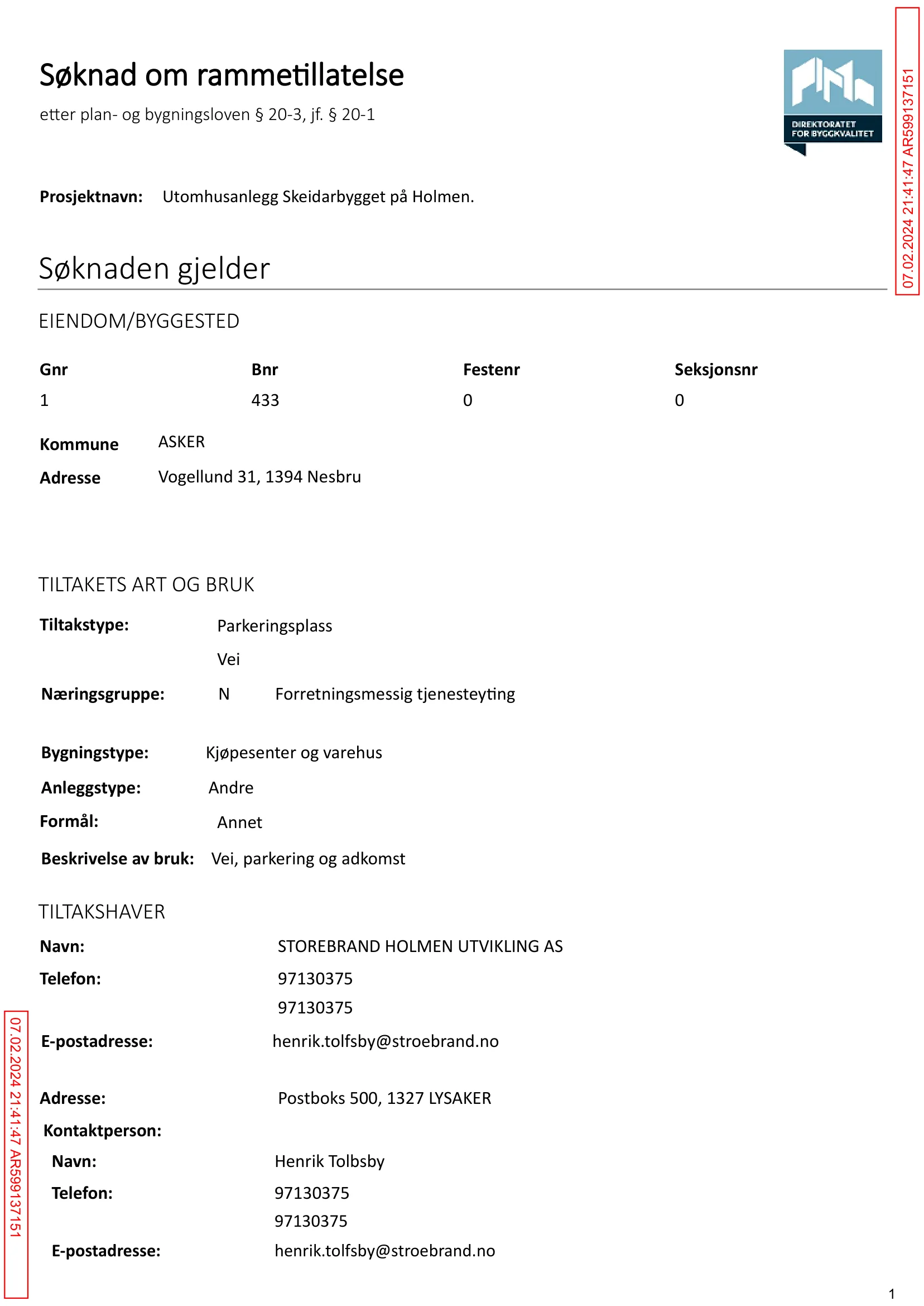 Søknad om rammetillatelse