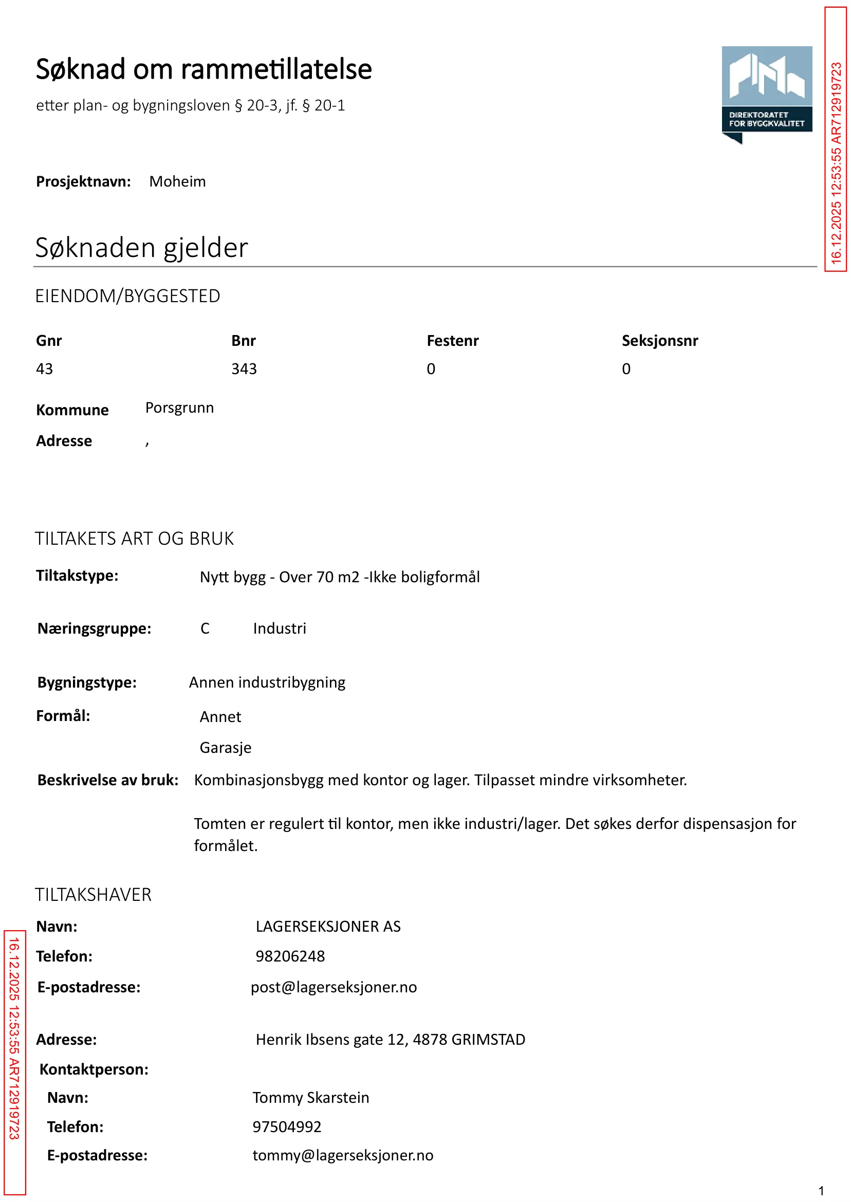 Søknad om rammetillatelse