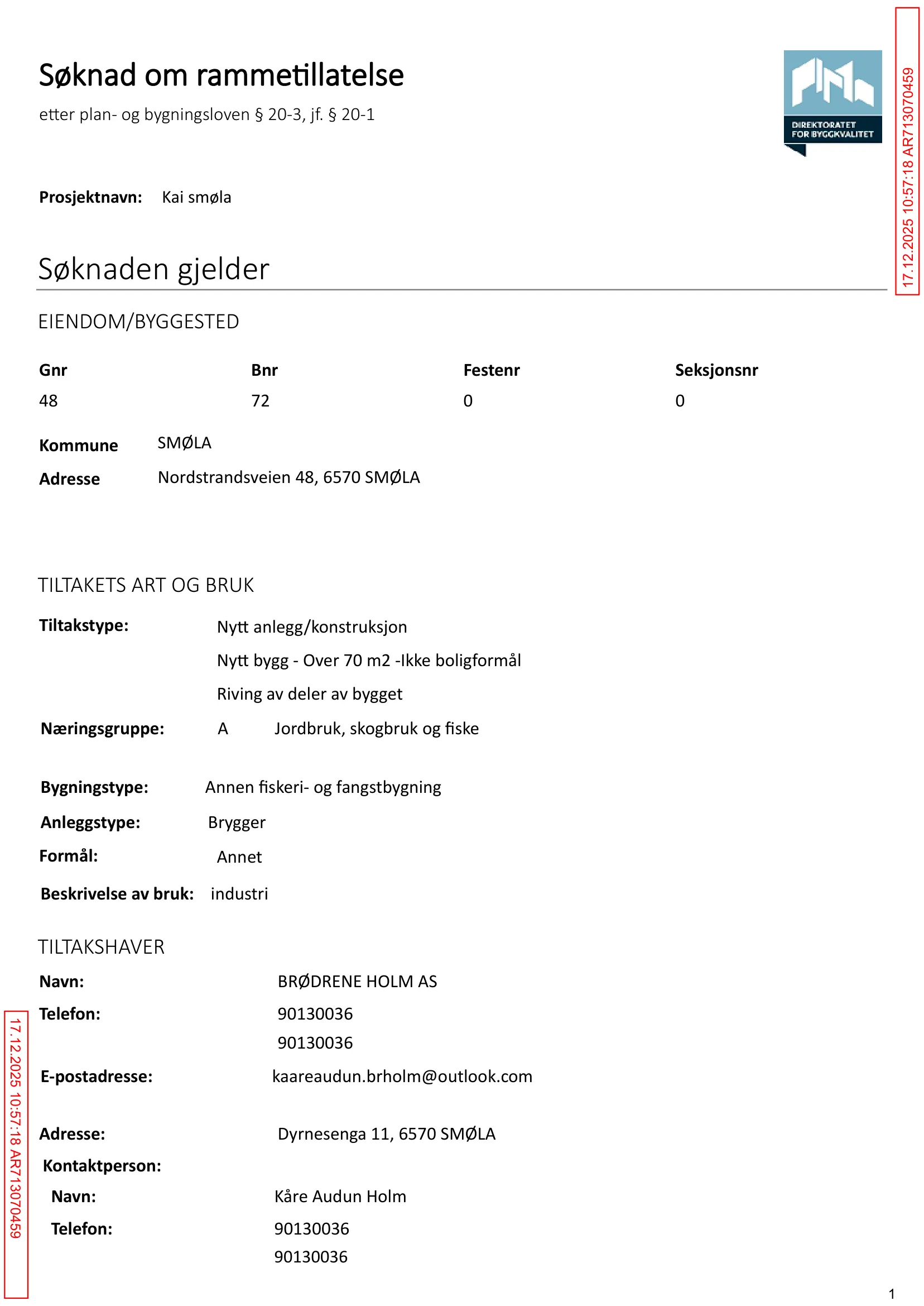 Søknad om rammetillatelse