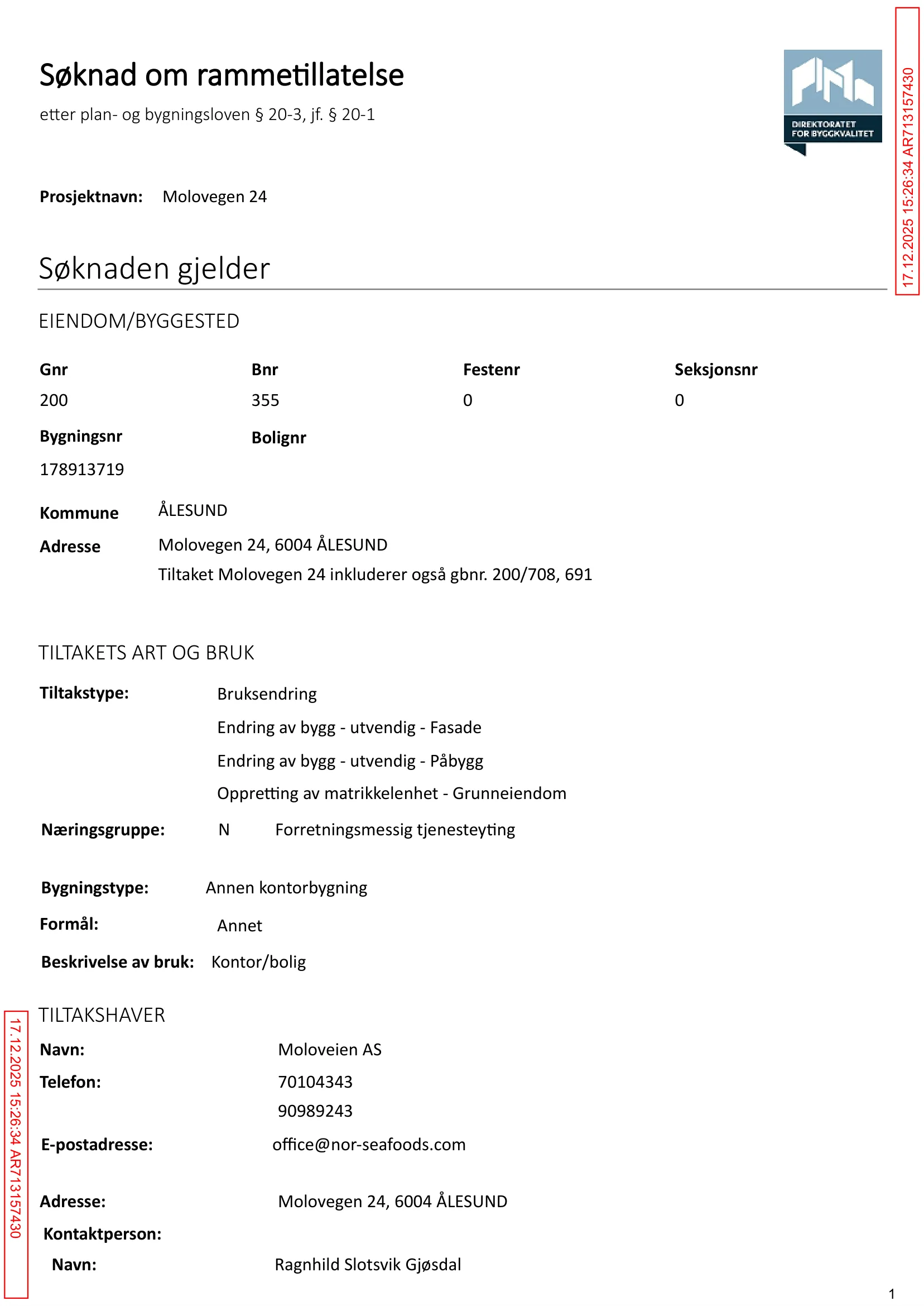 Søknad om rammetillatelse