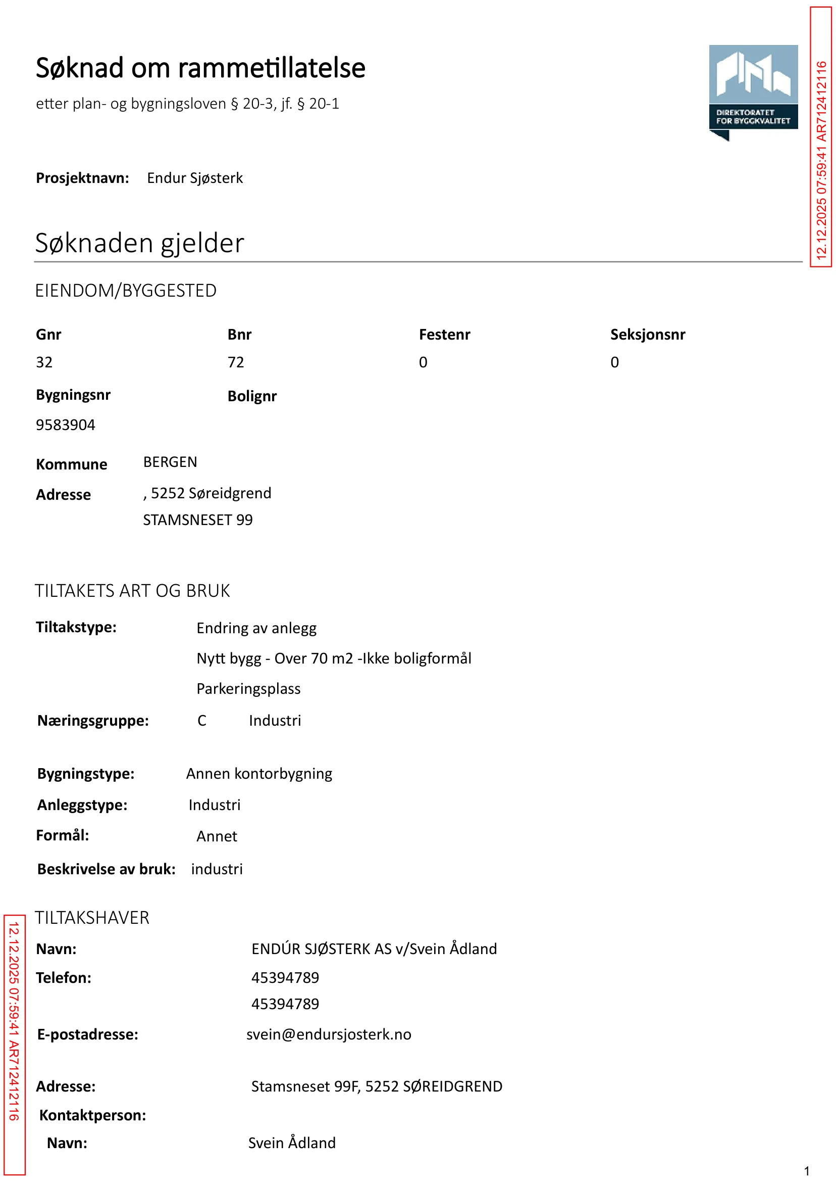 Søknad om rammetillatelse