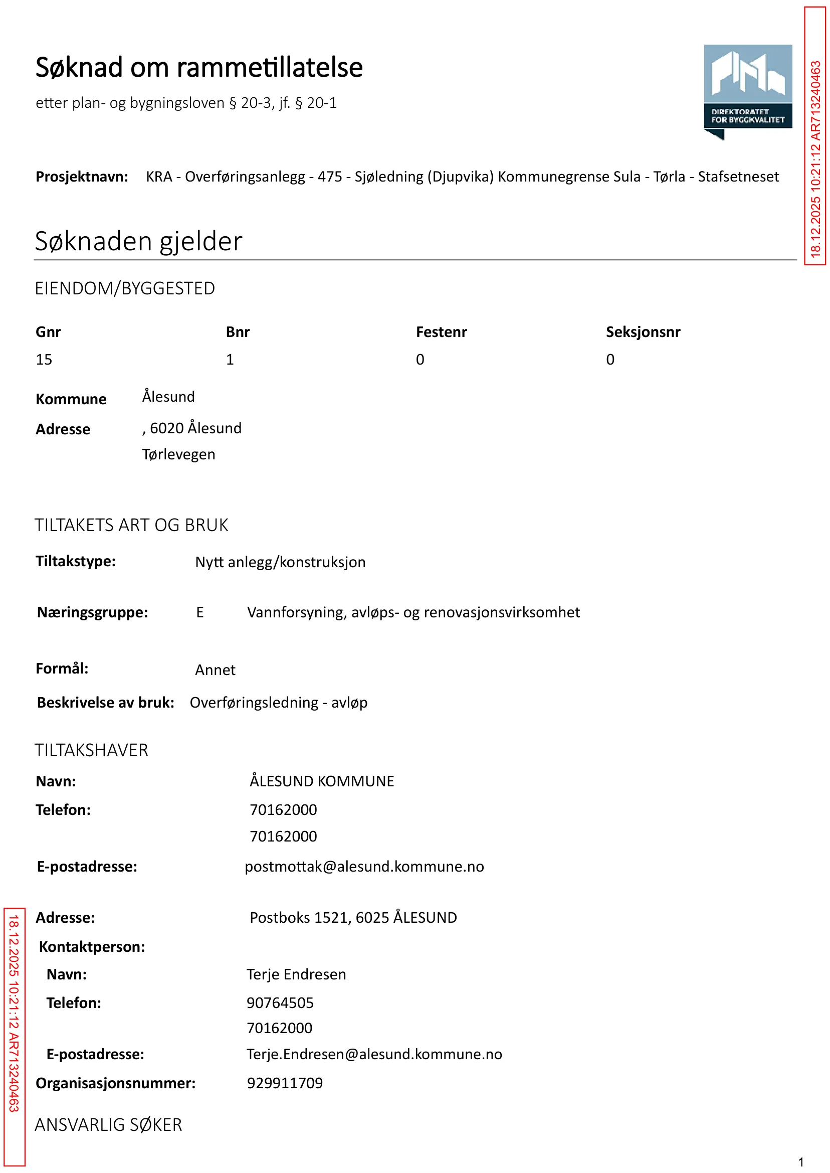 Søknad om rammetillatelse