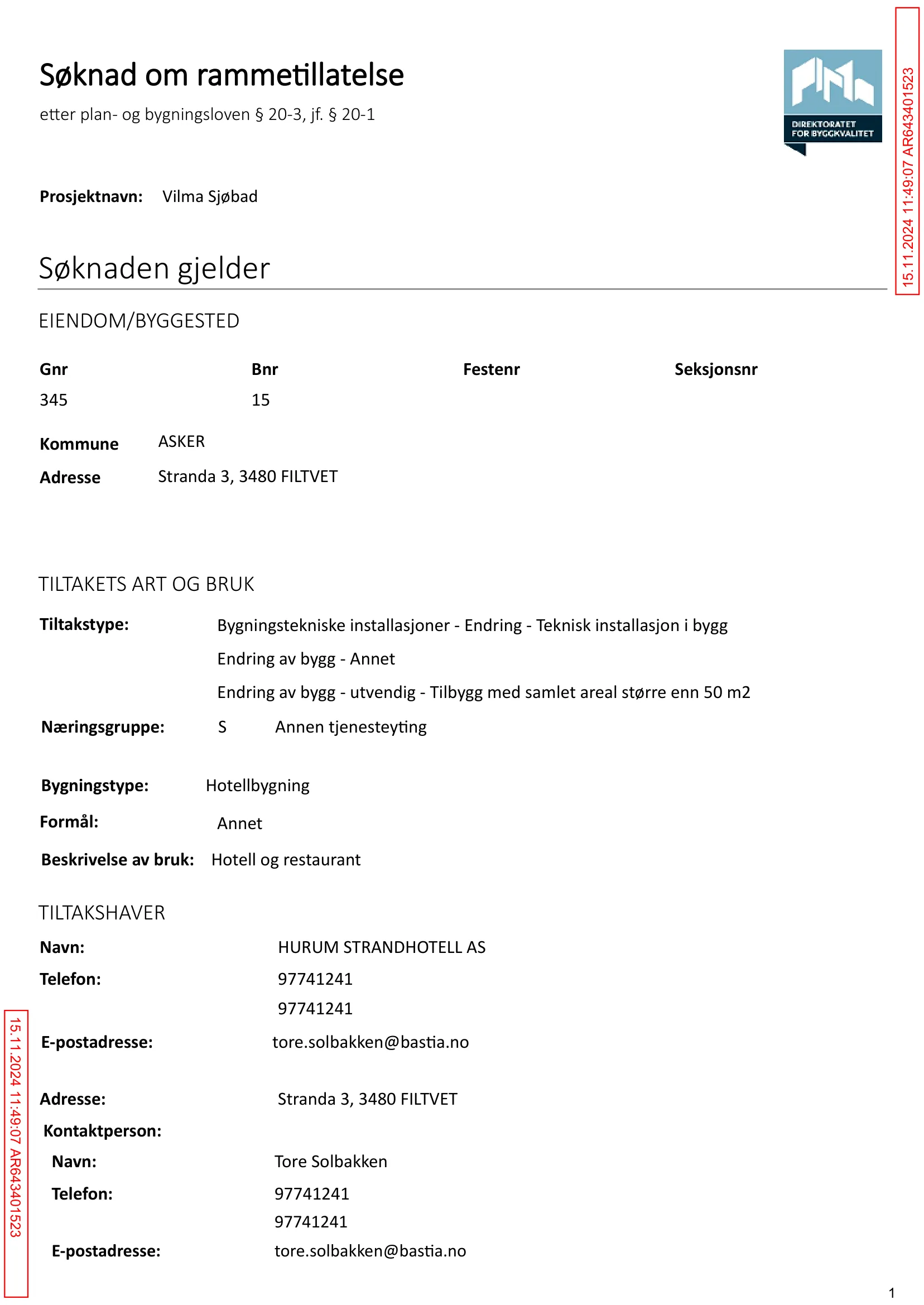 Søknad om rammetillatelse