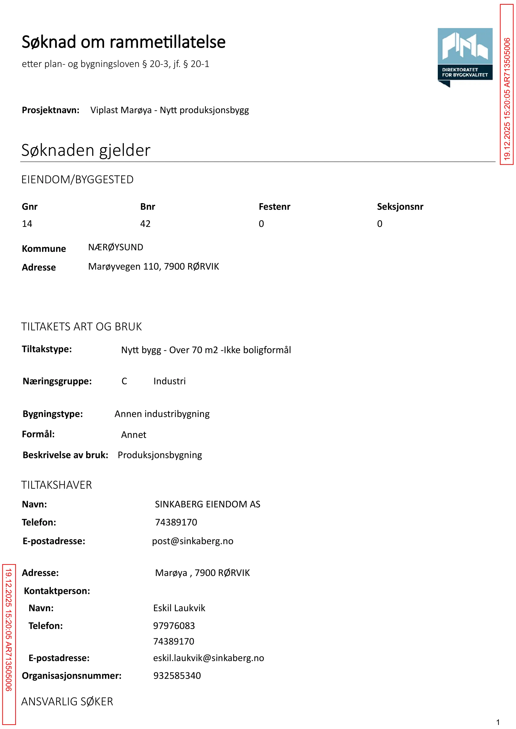 Søknad om rammetillatelse