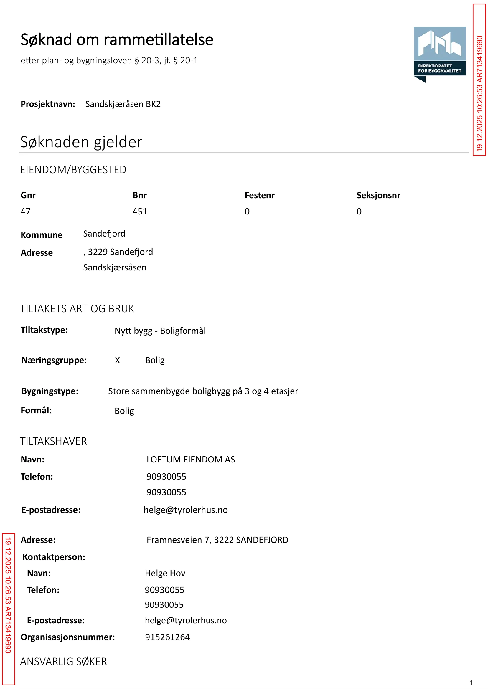 Søknad om rammetillatelse