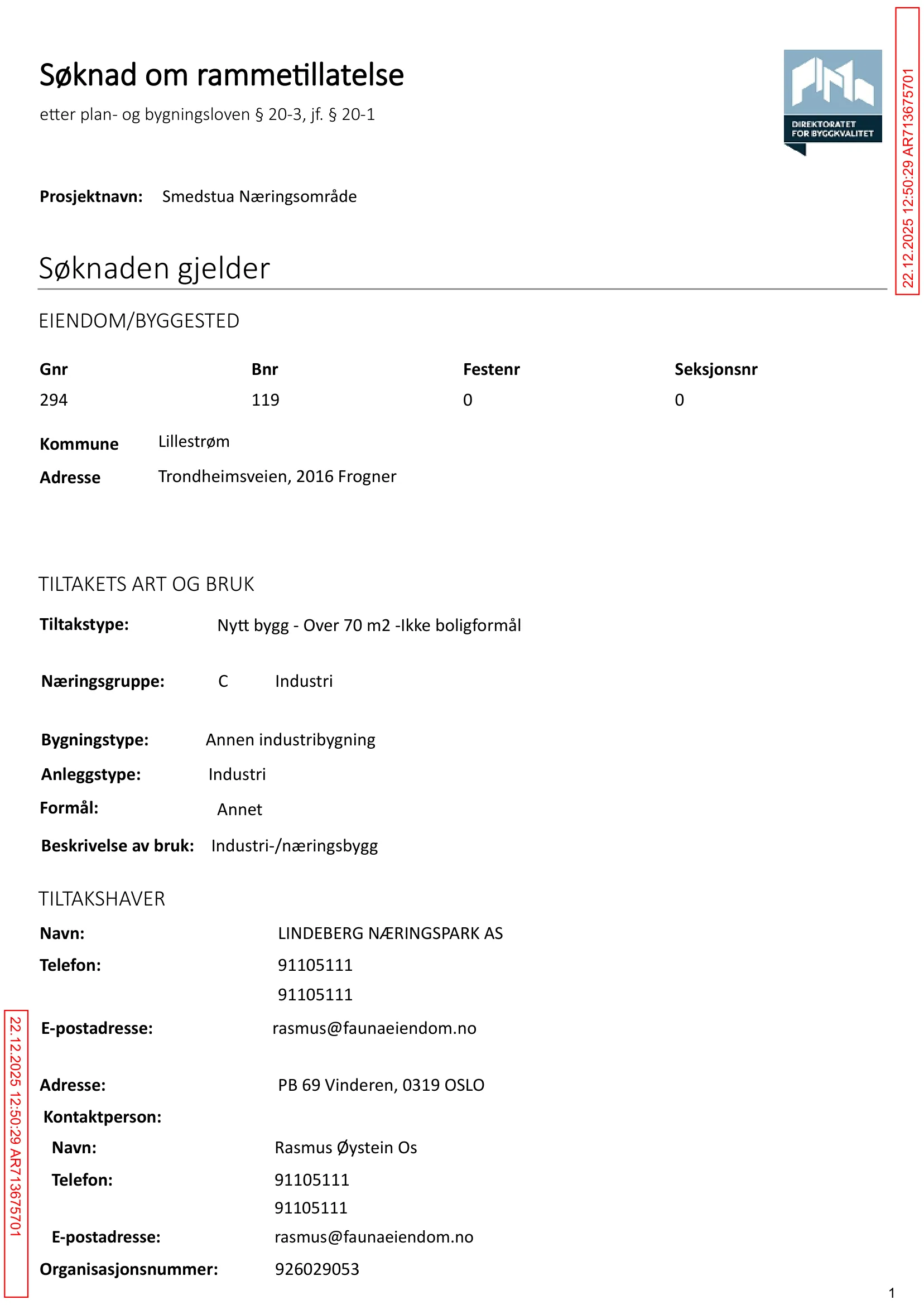 Søknad om rammetillatelse