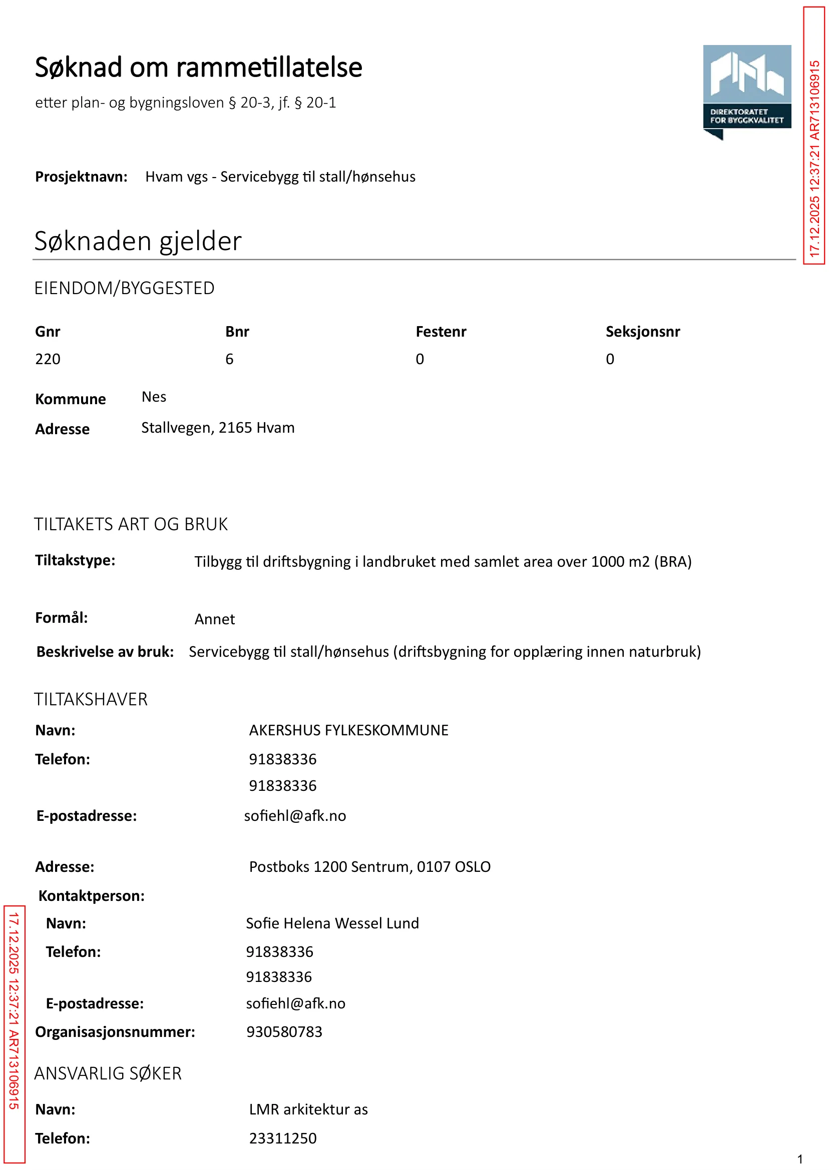 Søknad om rammetillatelse