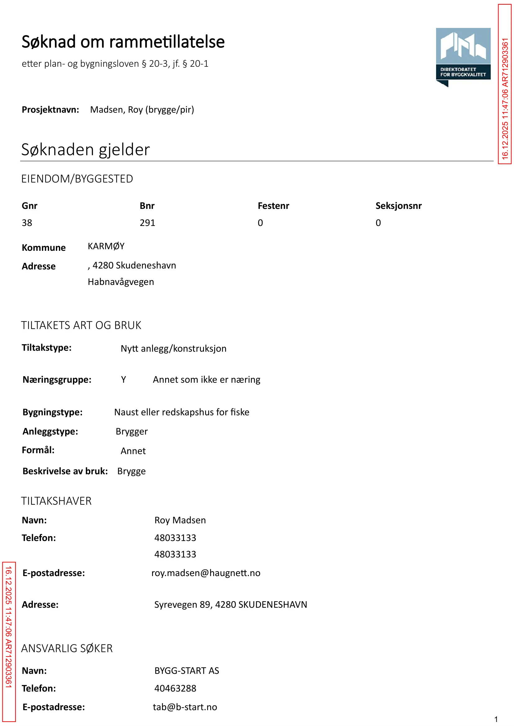 Søknad om rammetillatelse
