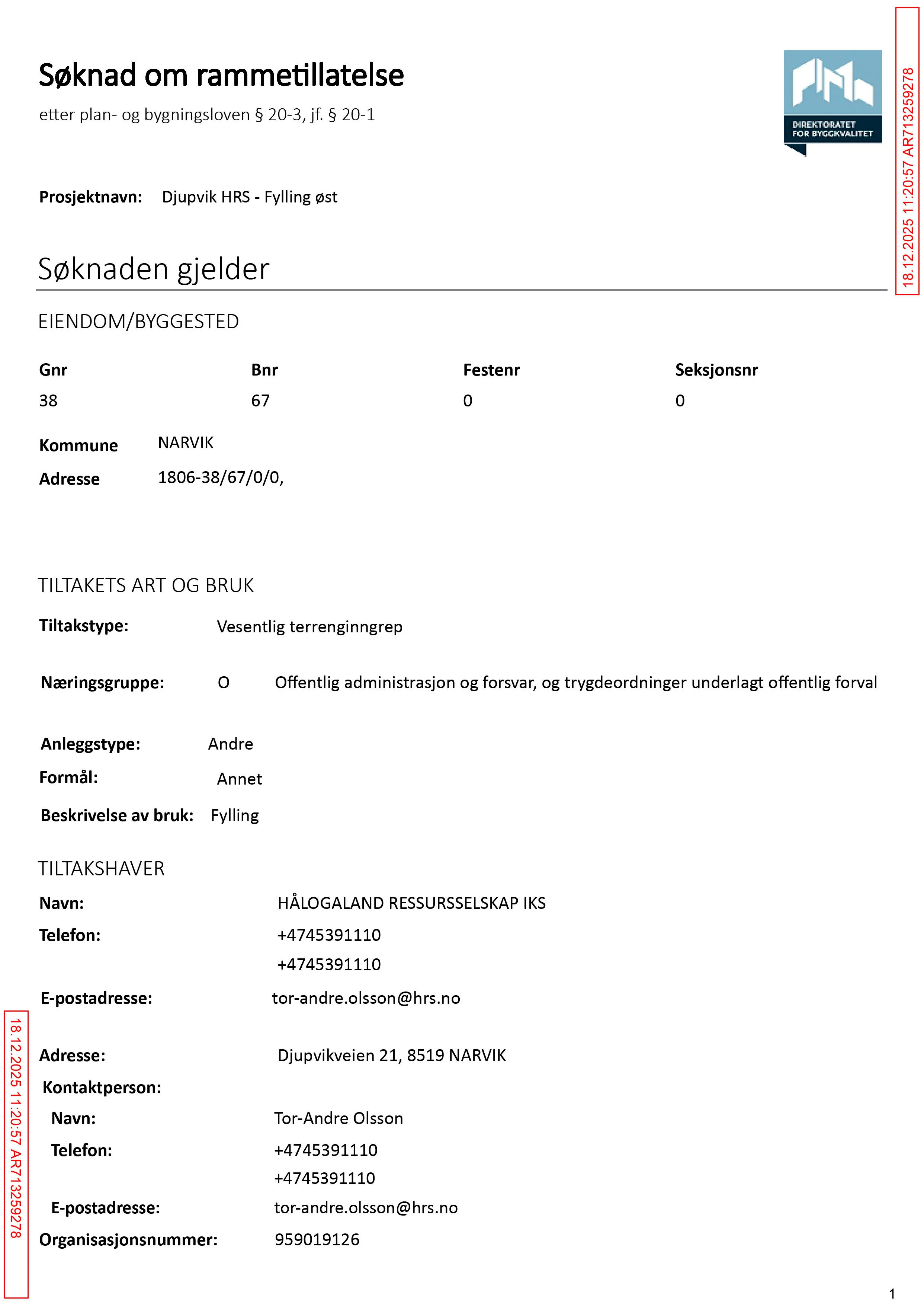 Søknad om rammetillatelse