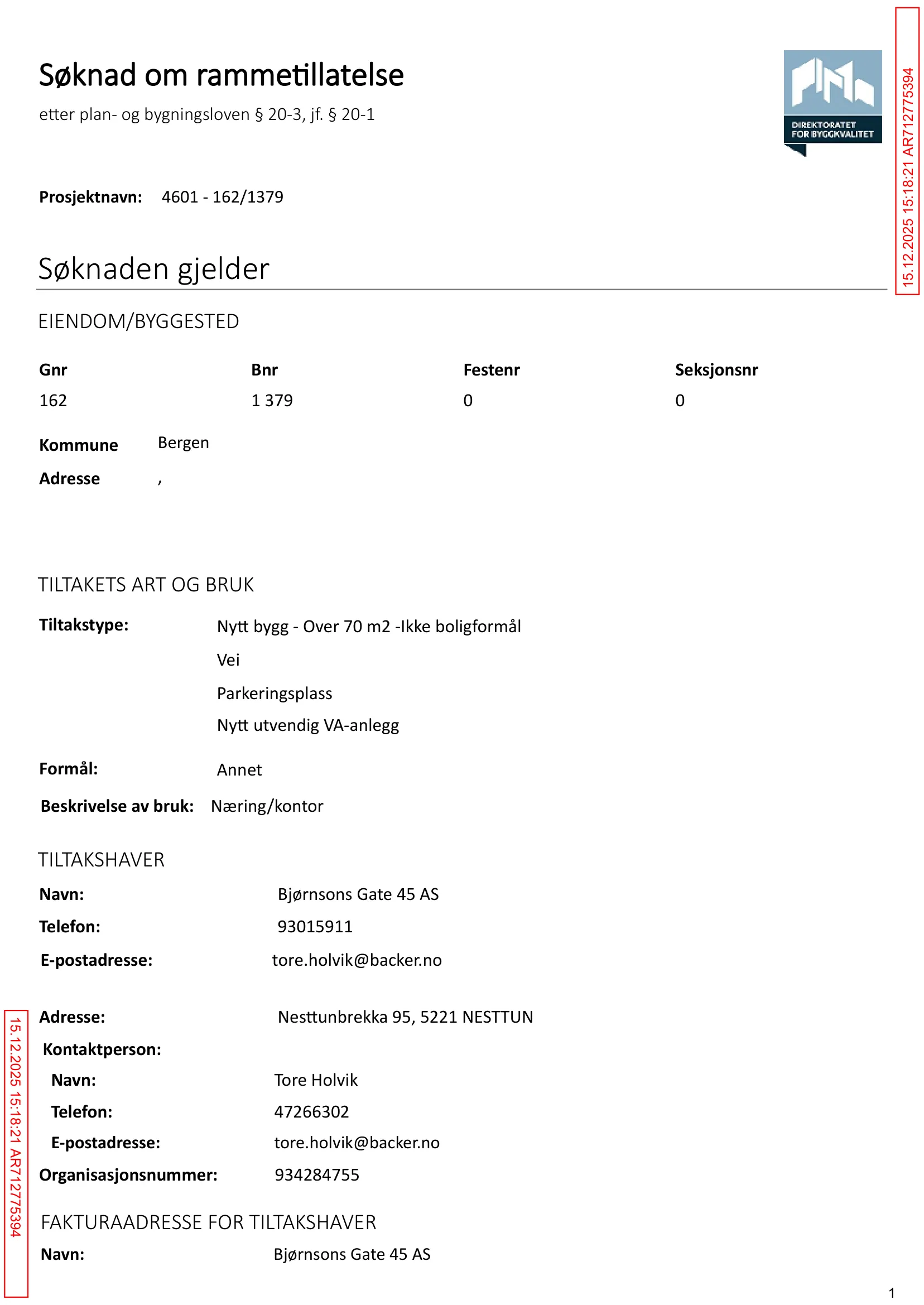 Søknad om rammetillatelse
