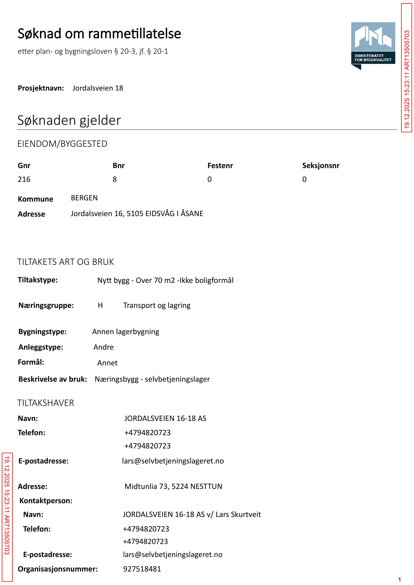 Søknad om rammetillatelse