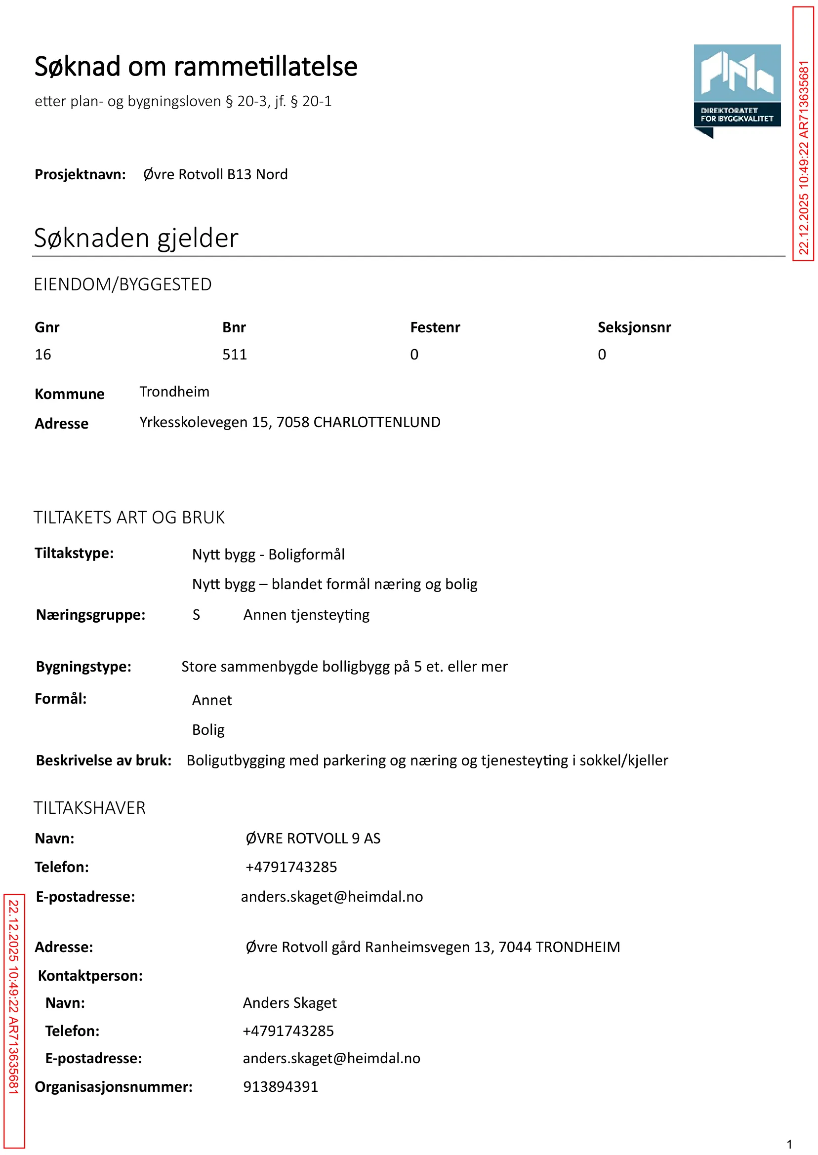 Søknad om rammetillatelse