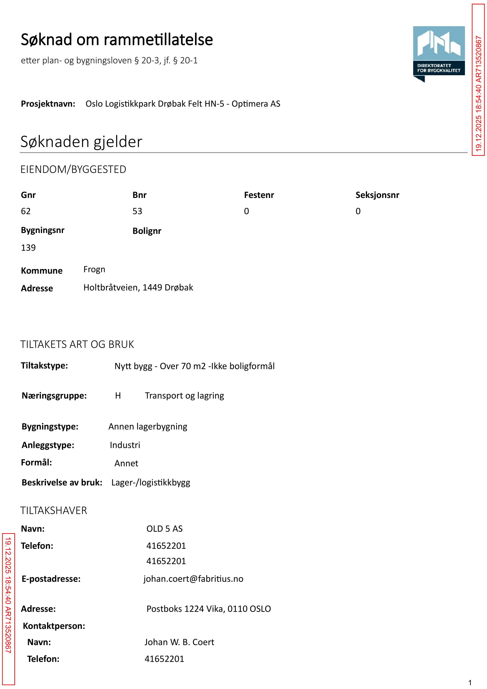 Søknad om rammetillatelse