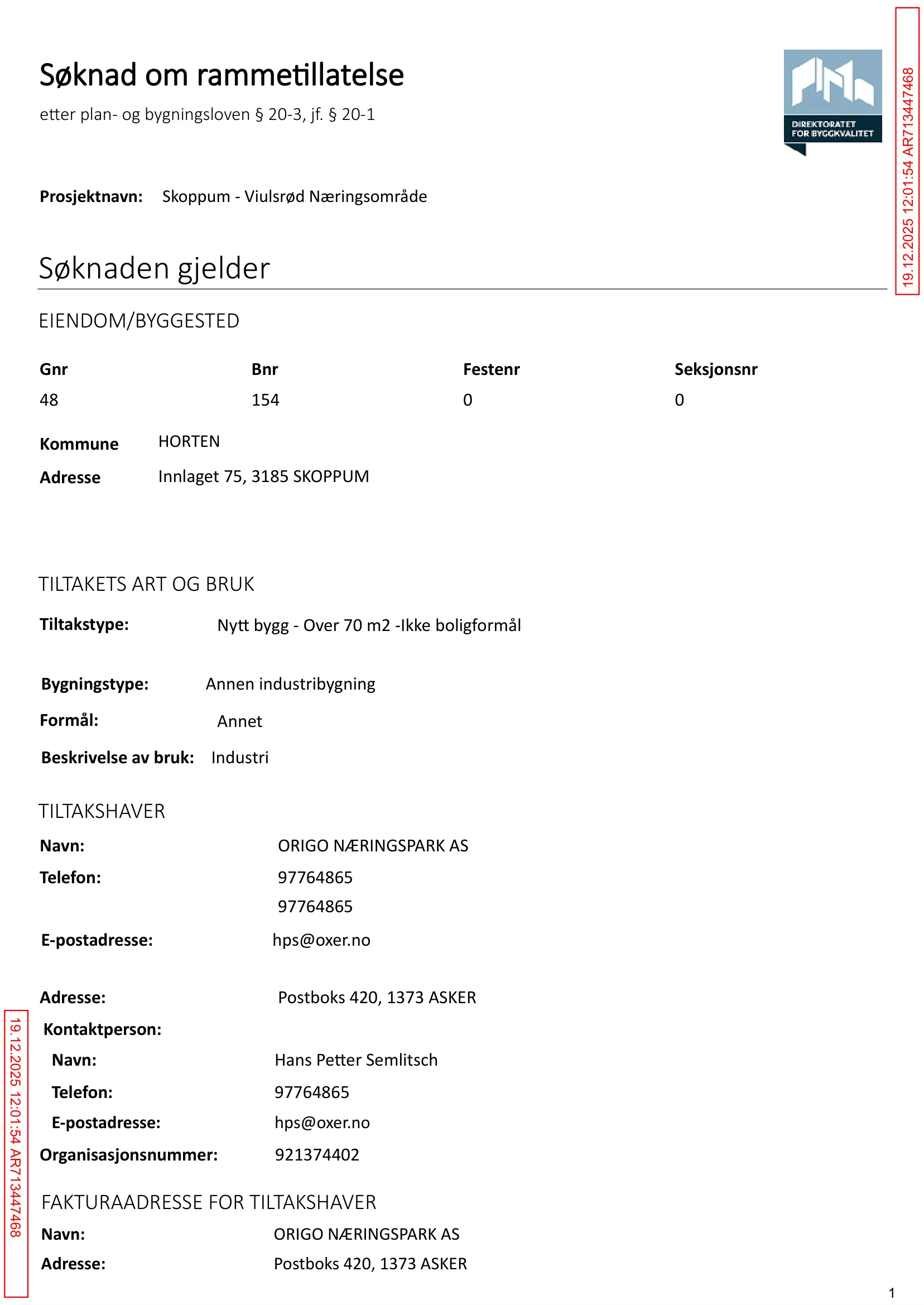 Søknad om rammetillatelse
