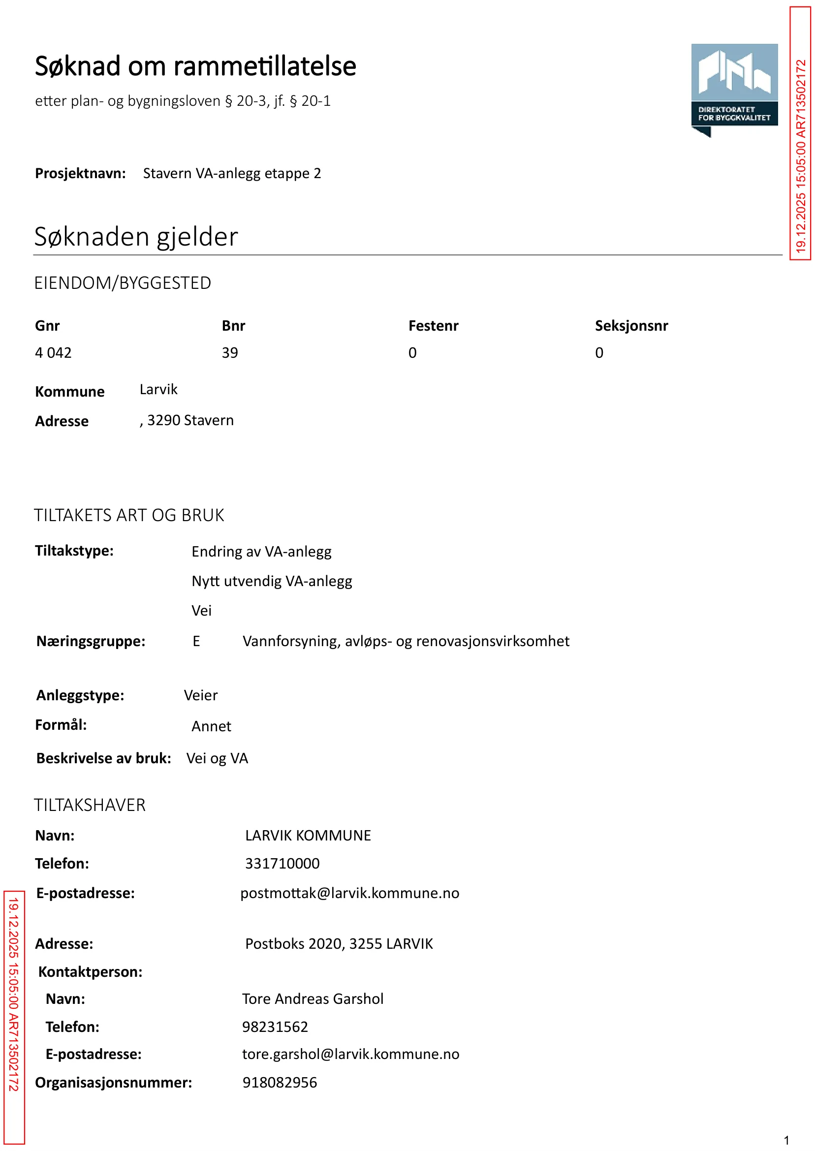 Søknad om rammetillatelse