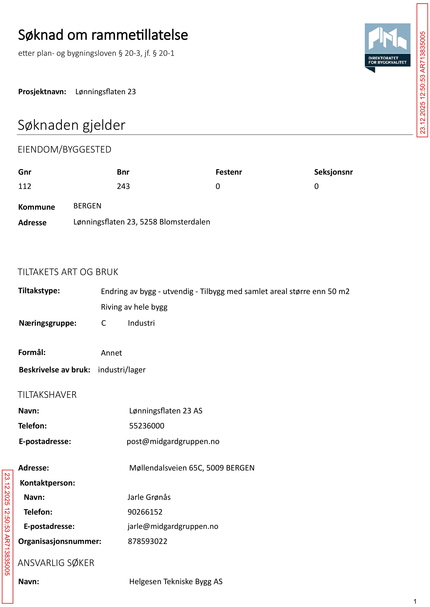 Søknad om rammetillatelse