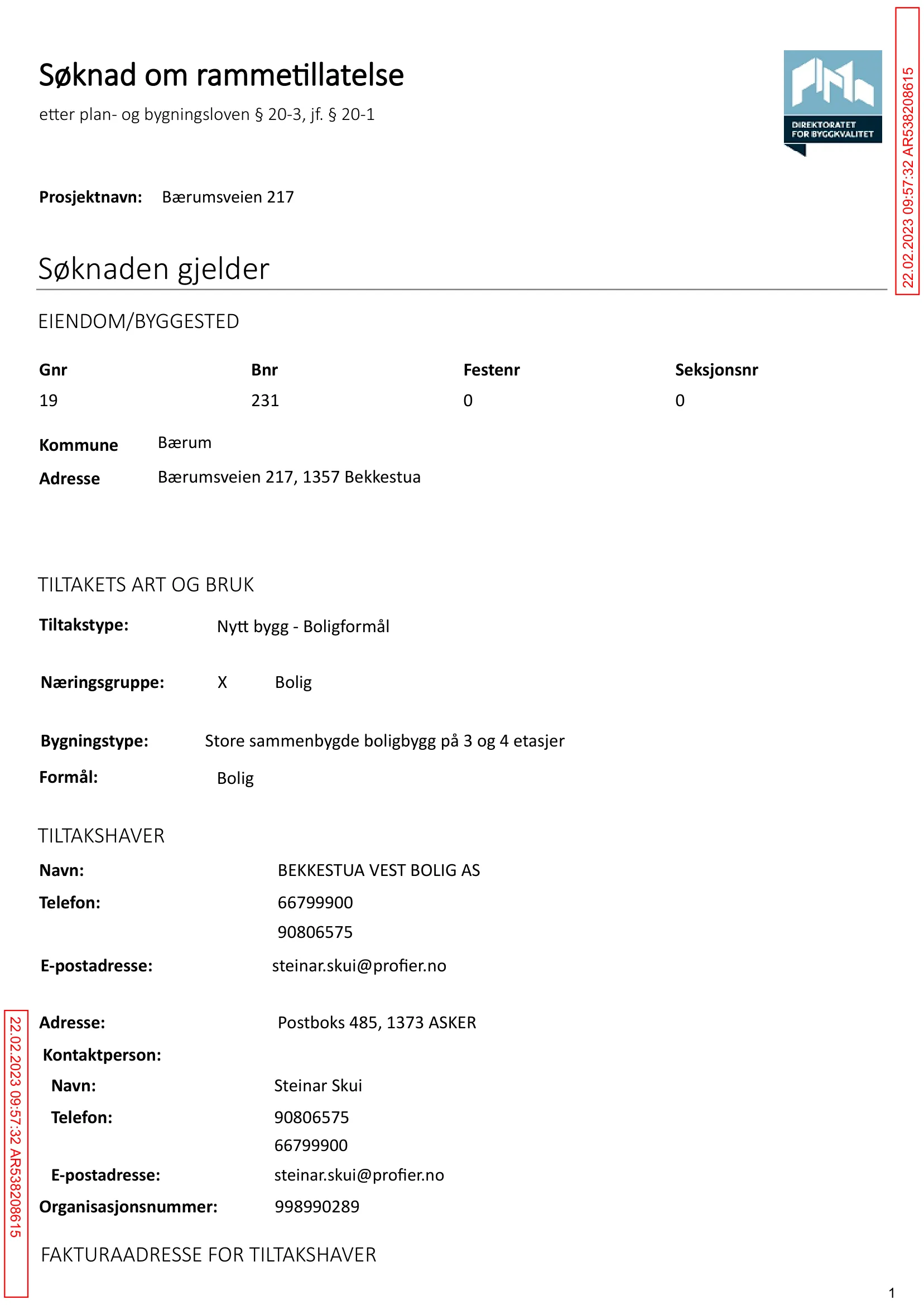 Søknad om rammetillatelse