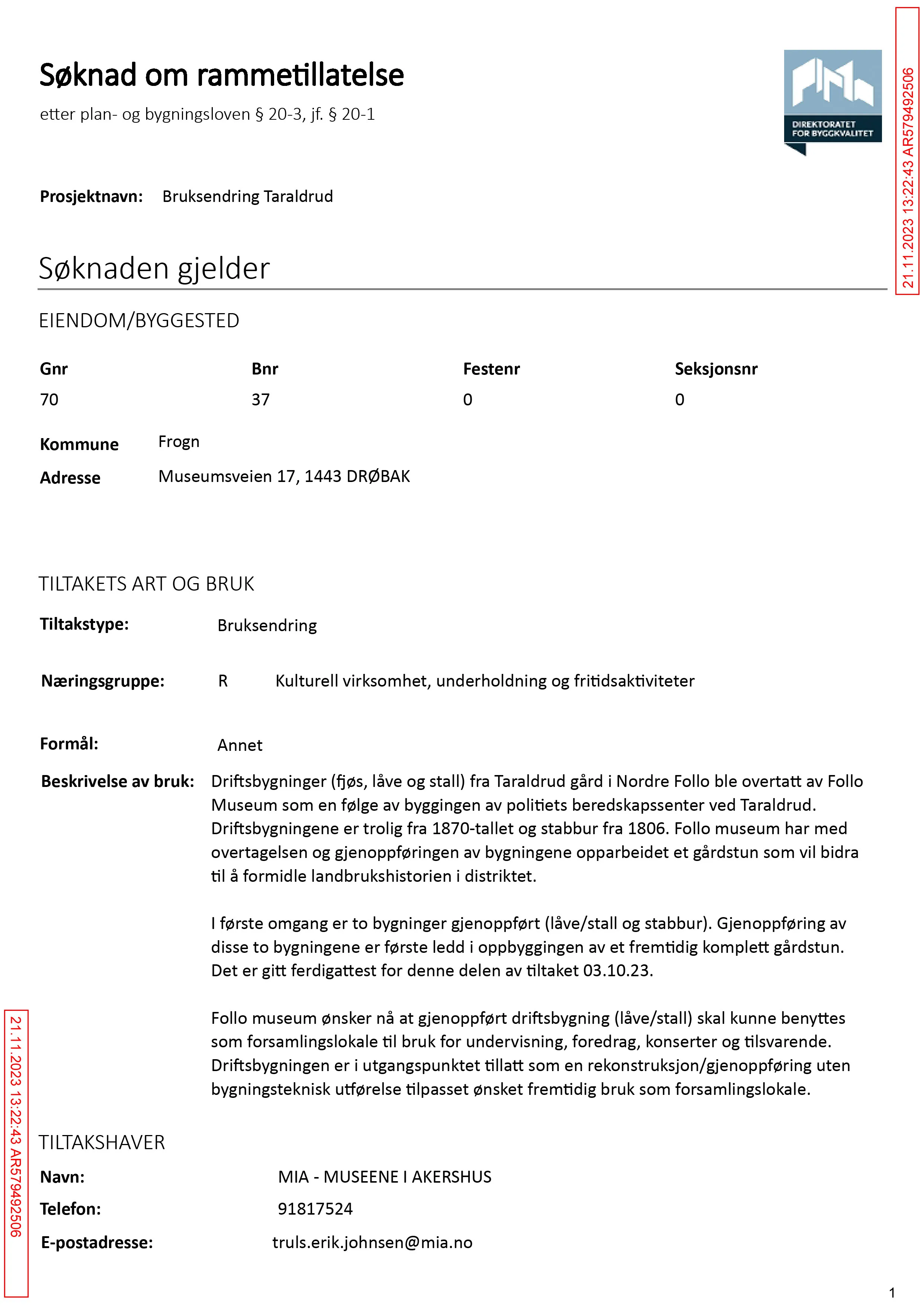 Søknad om rammetillatelse