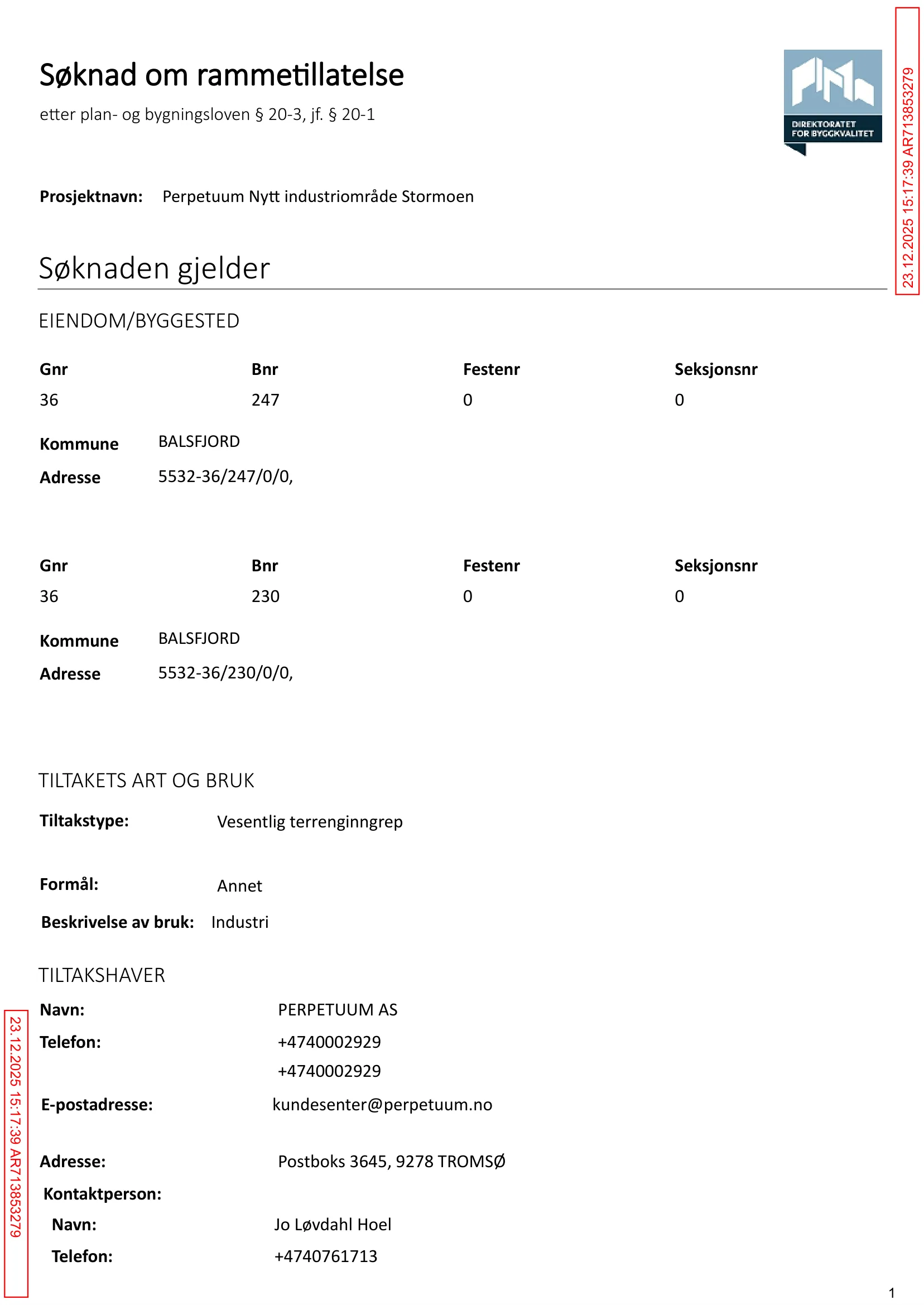 Søknad om rammetillatelse