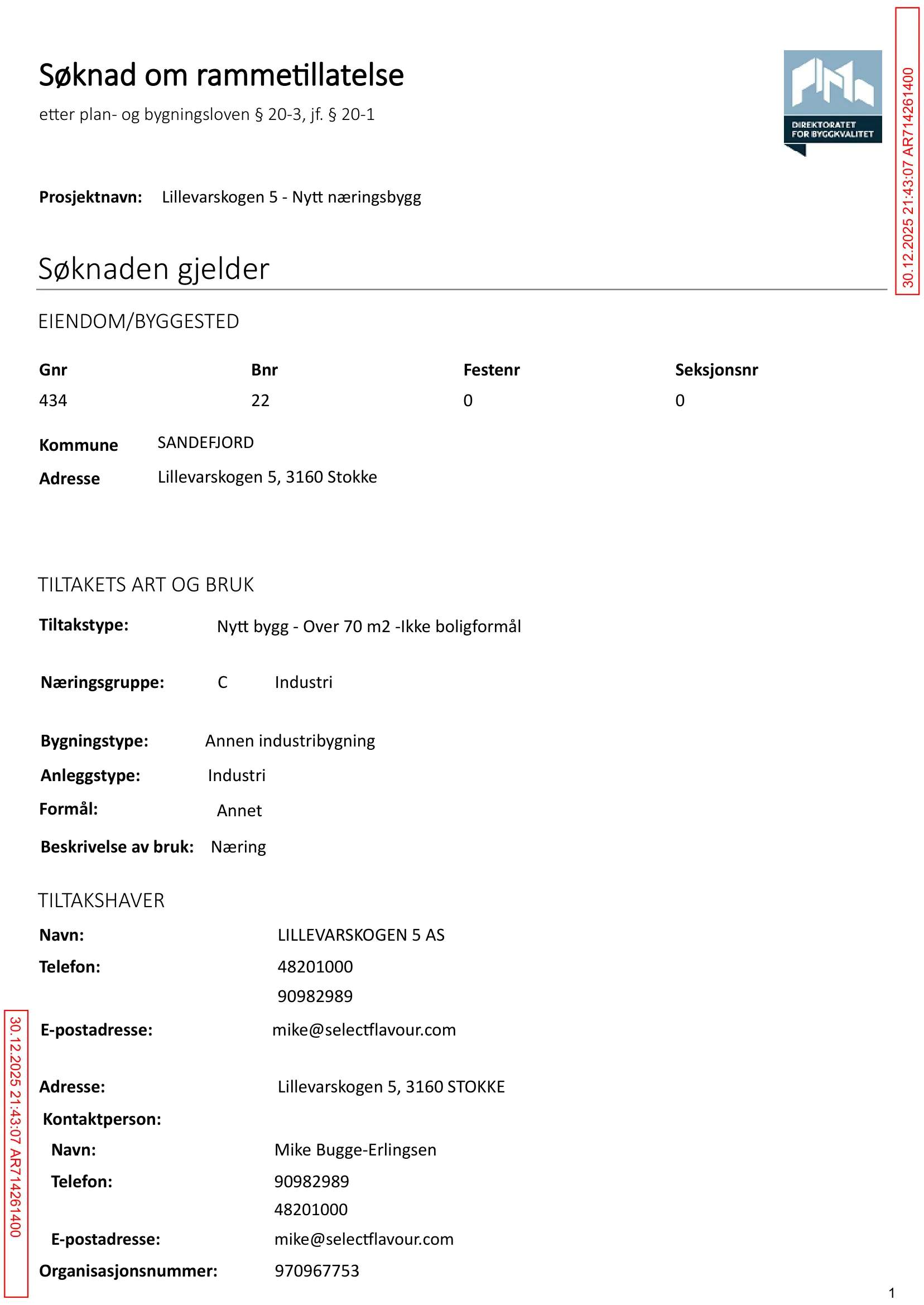 Søknad om rammetillatelse