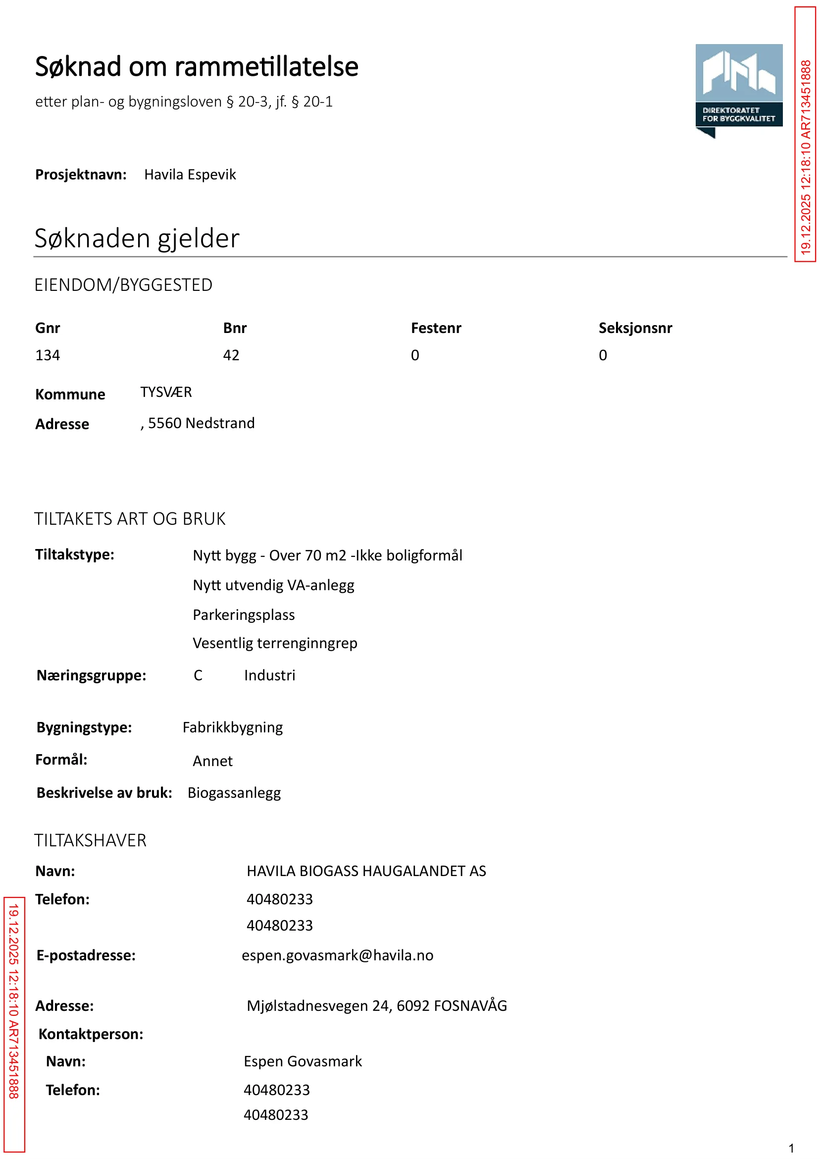 Søknad om rammetillatelse
