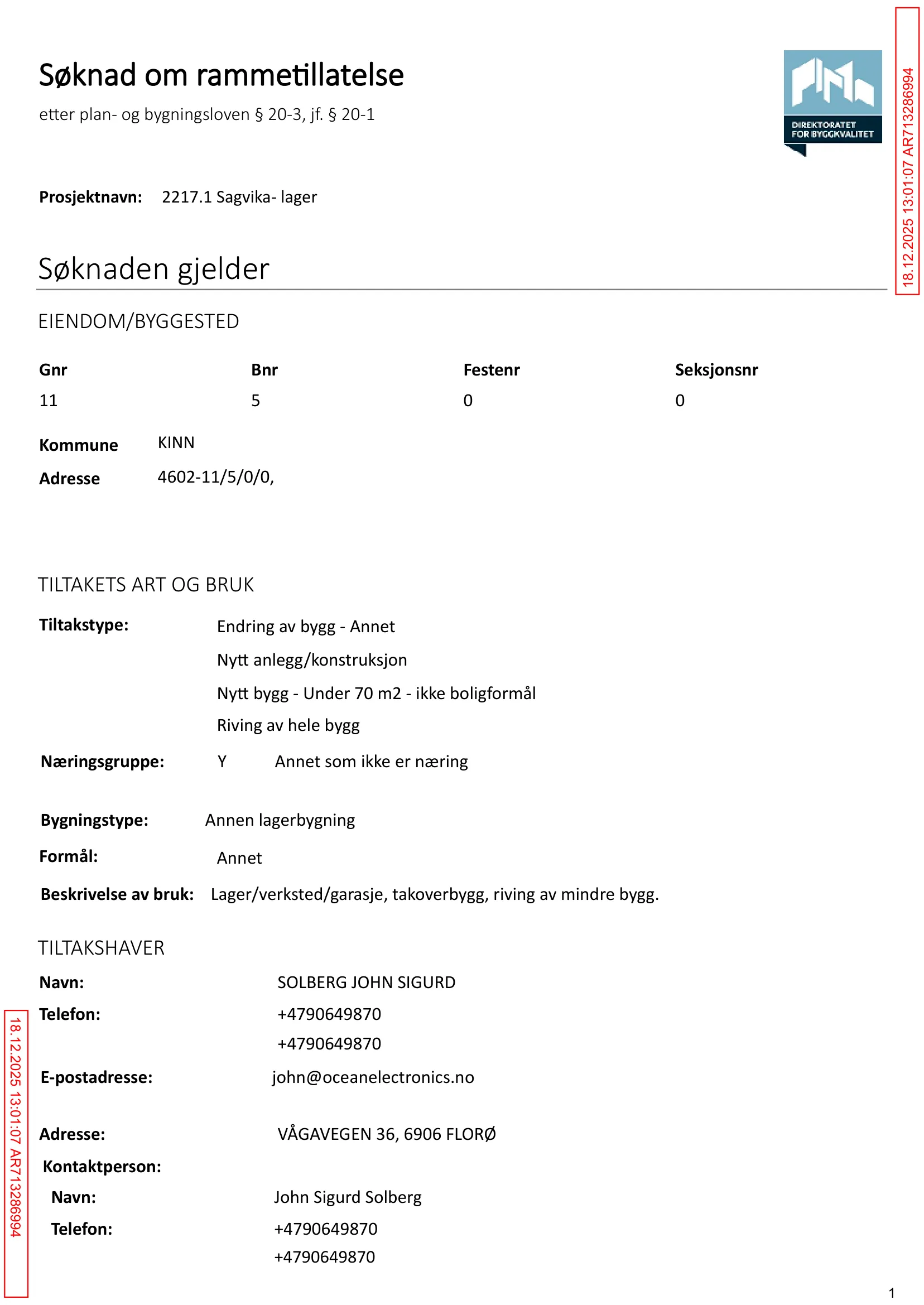 Søknad om rammetillatelse