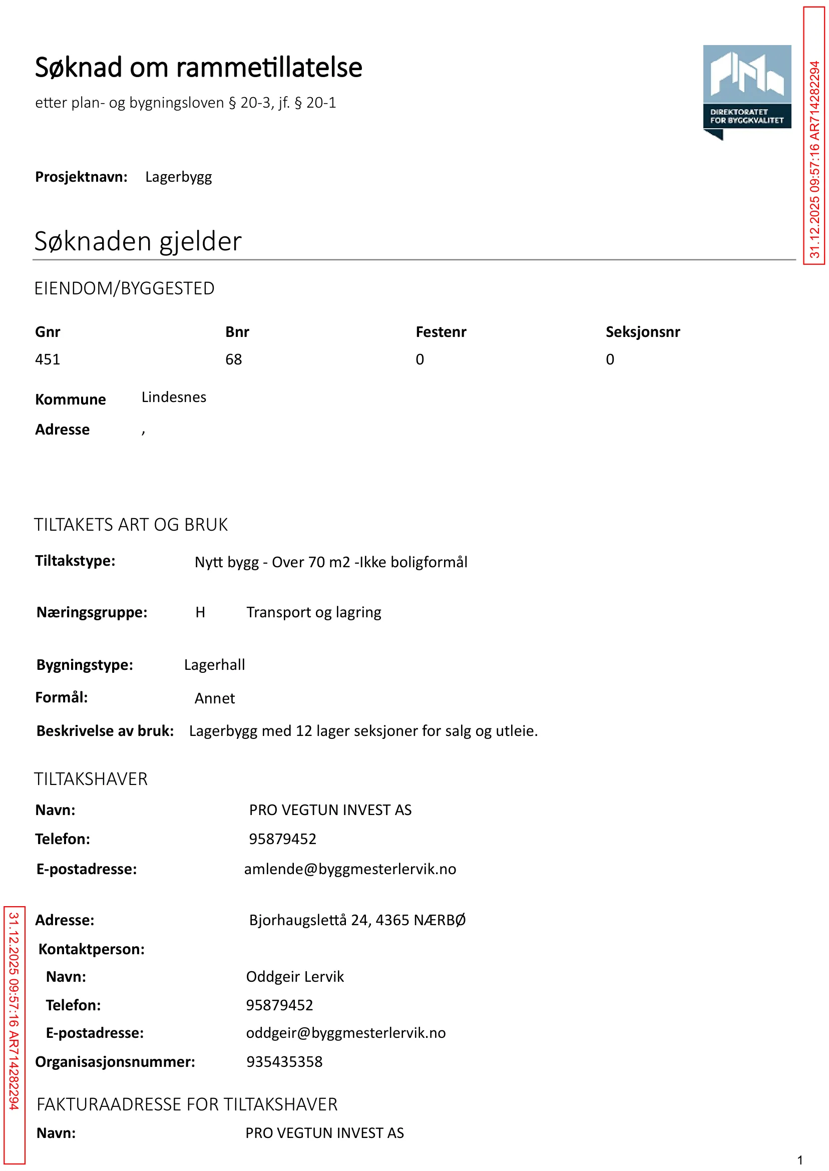Søknad om rammetillatelse
