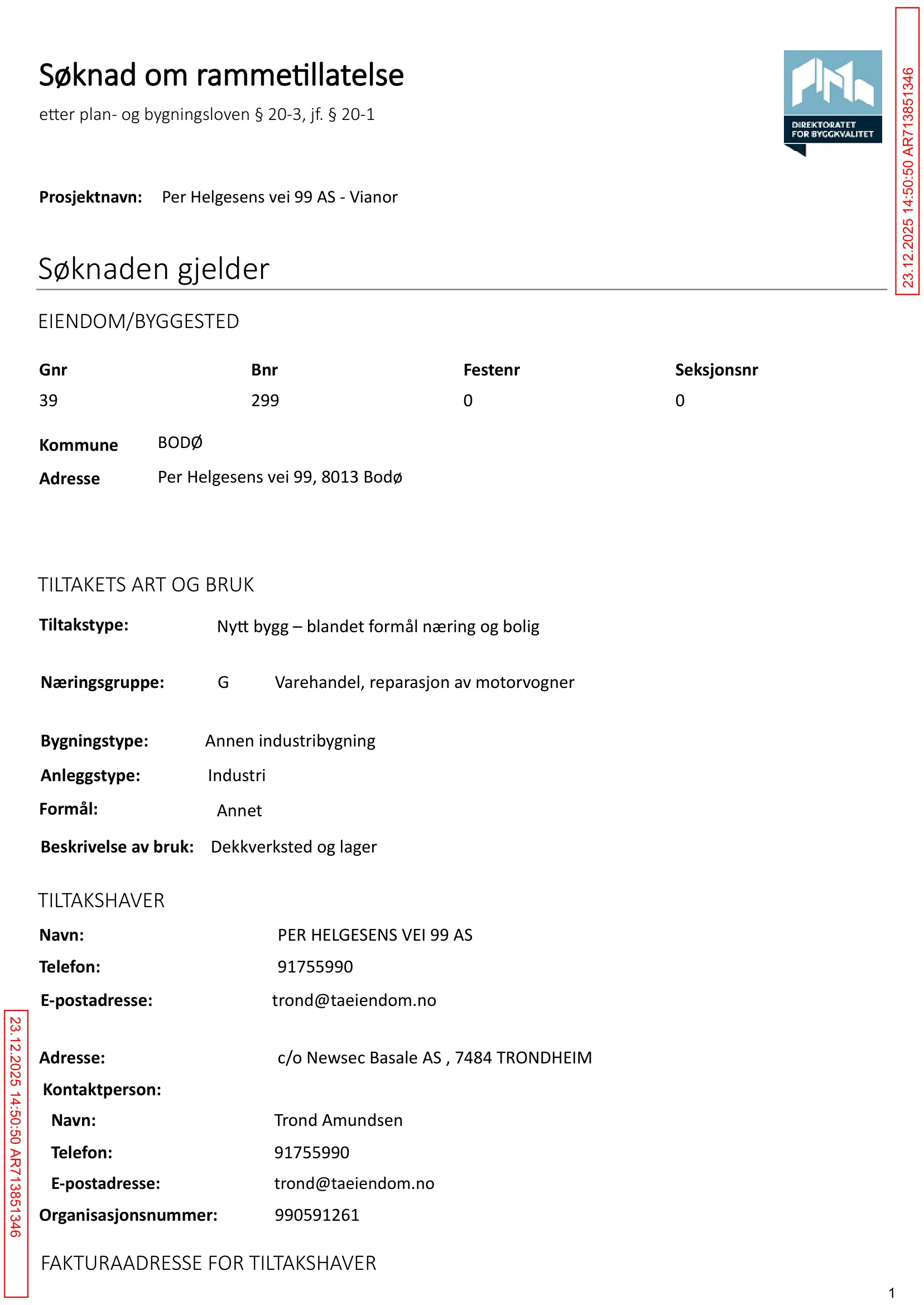 Søknad om rammetillatelse