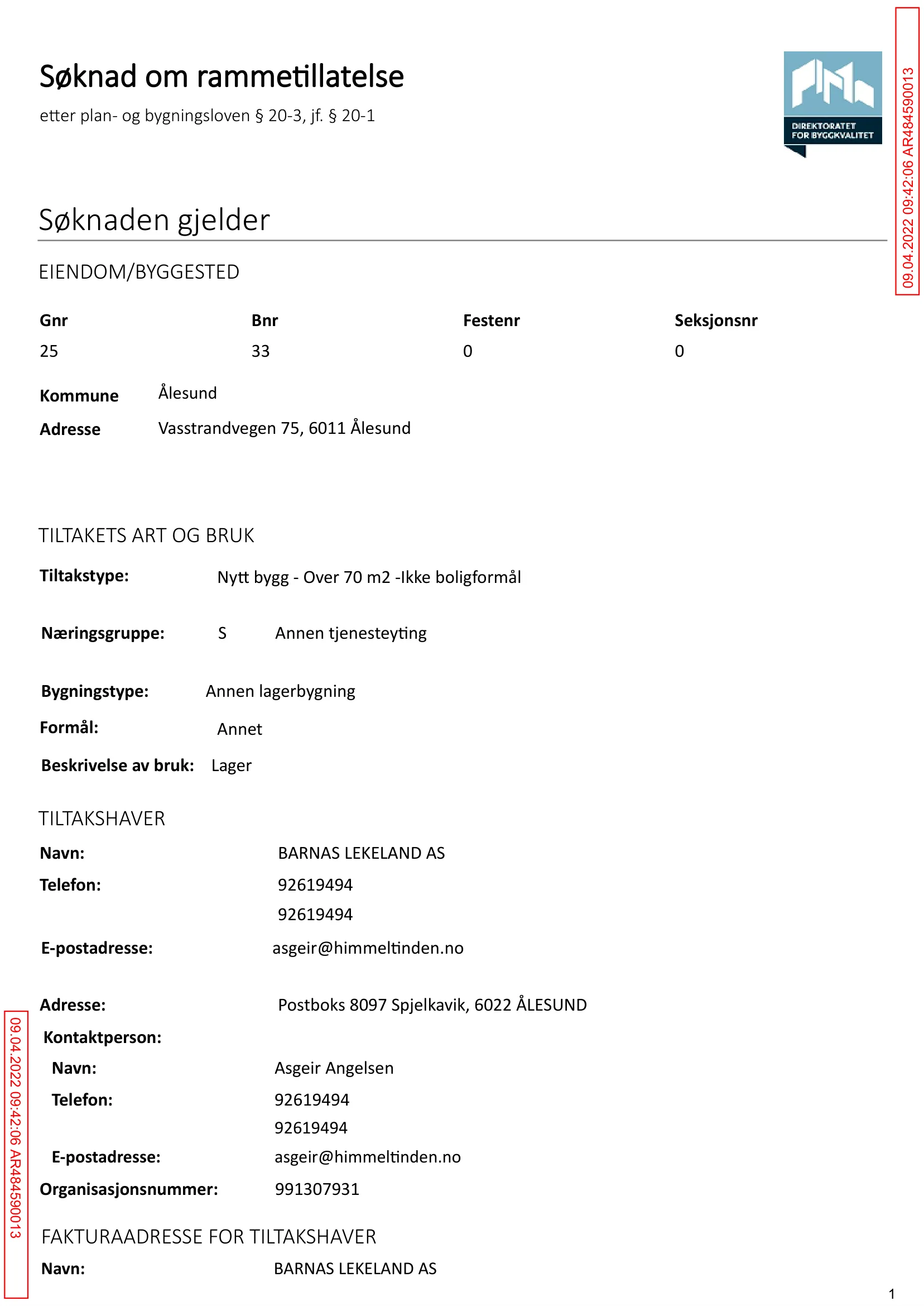 Søknad om rammetillatelse