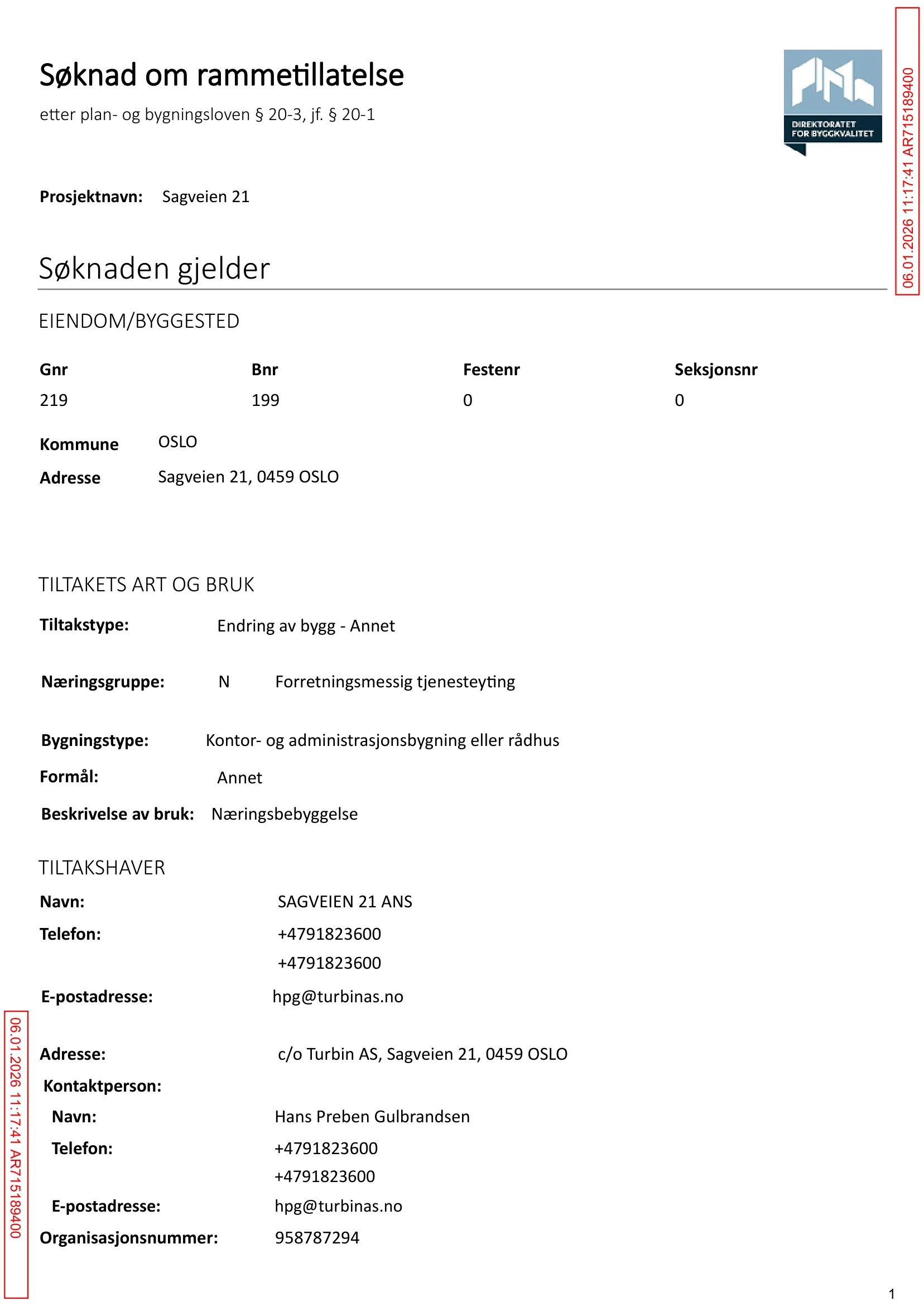 Søknad om rammetillatelse