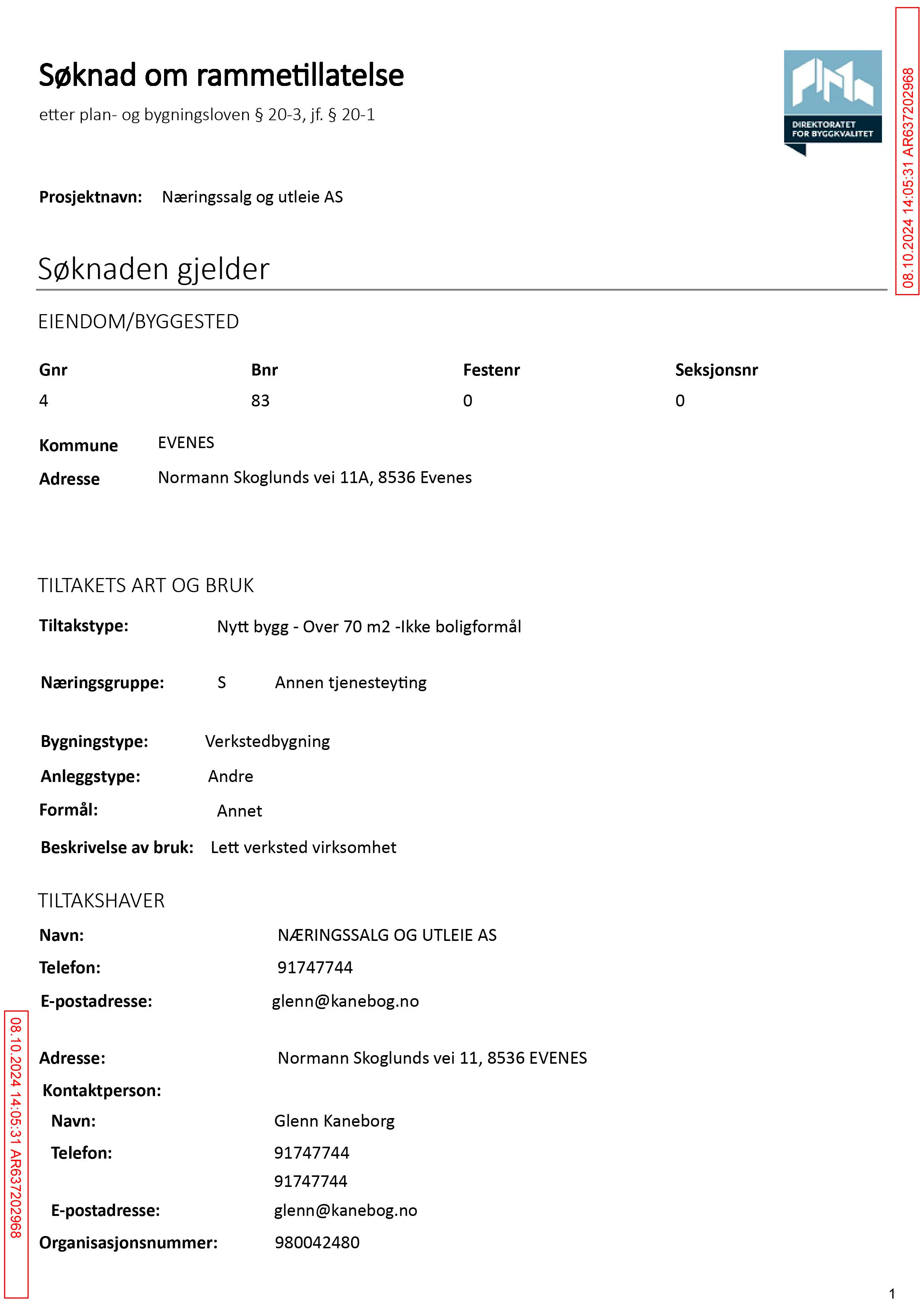 Søknad om rammetillatelse