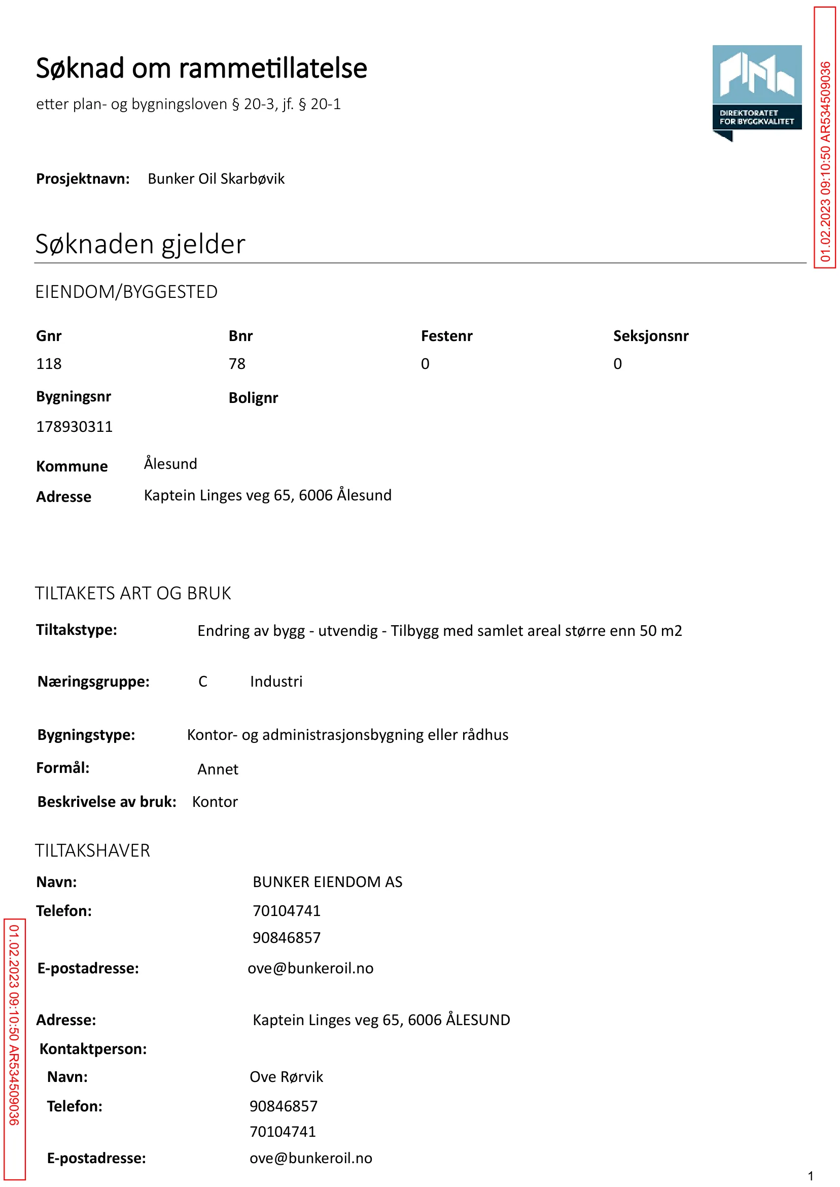 Søknad om rammetillatelse