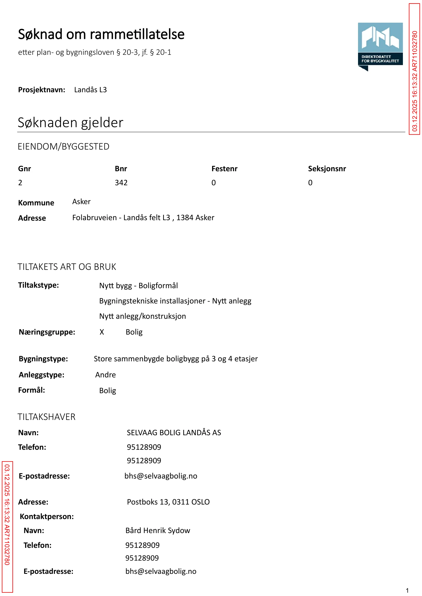 Søknad om rammetillatelse