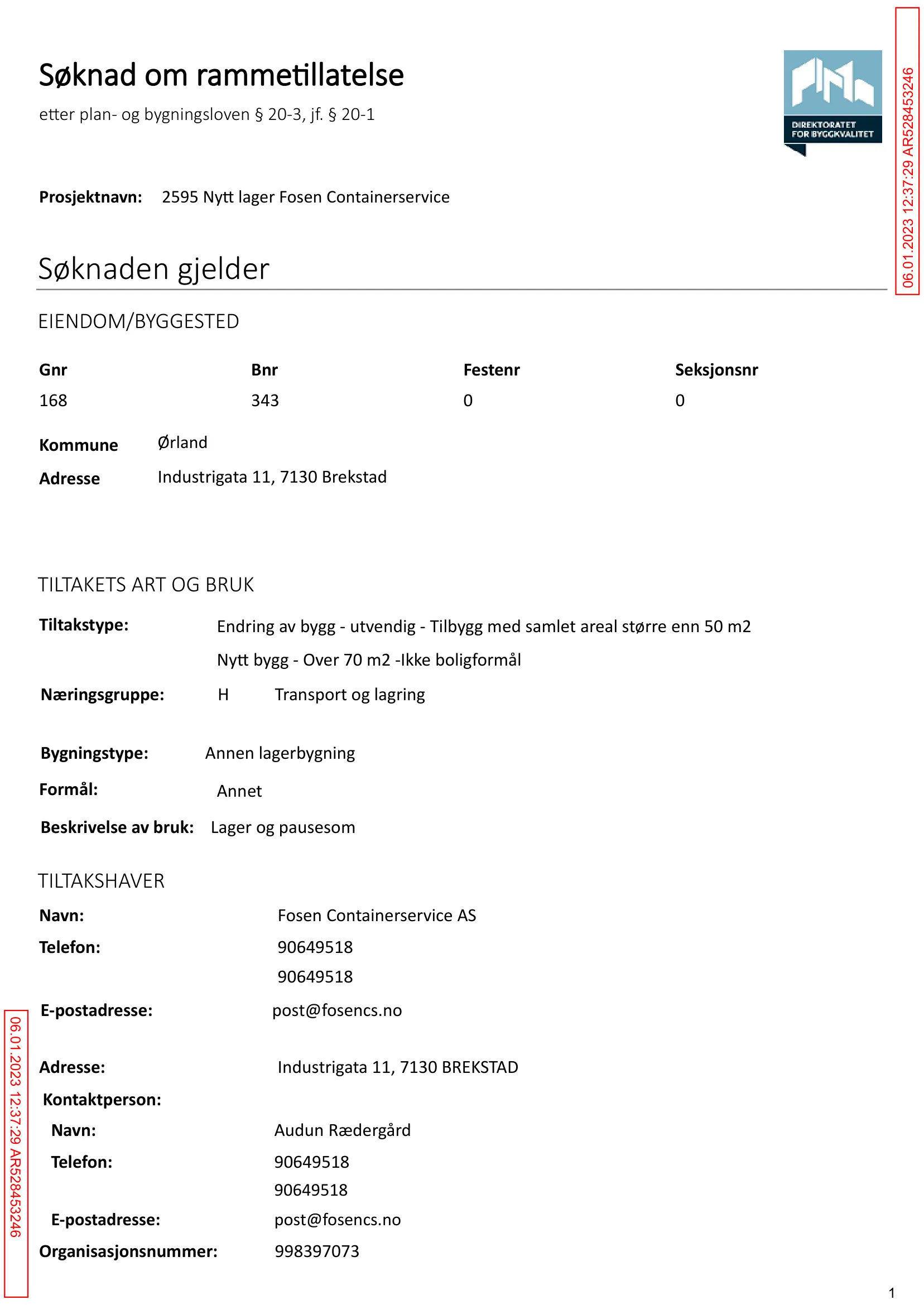 Søknad om rammetillatelse