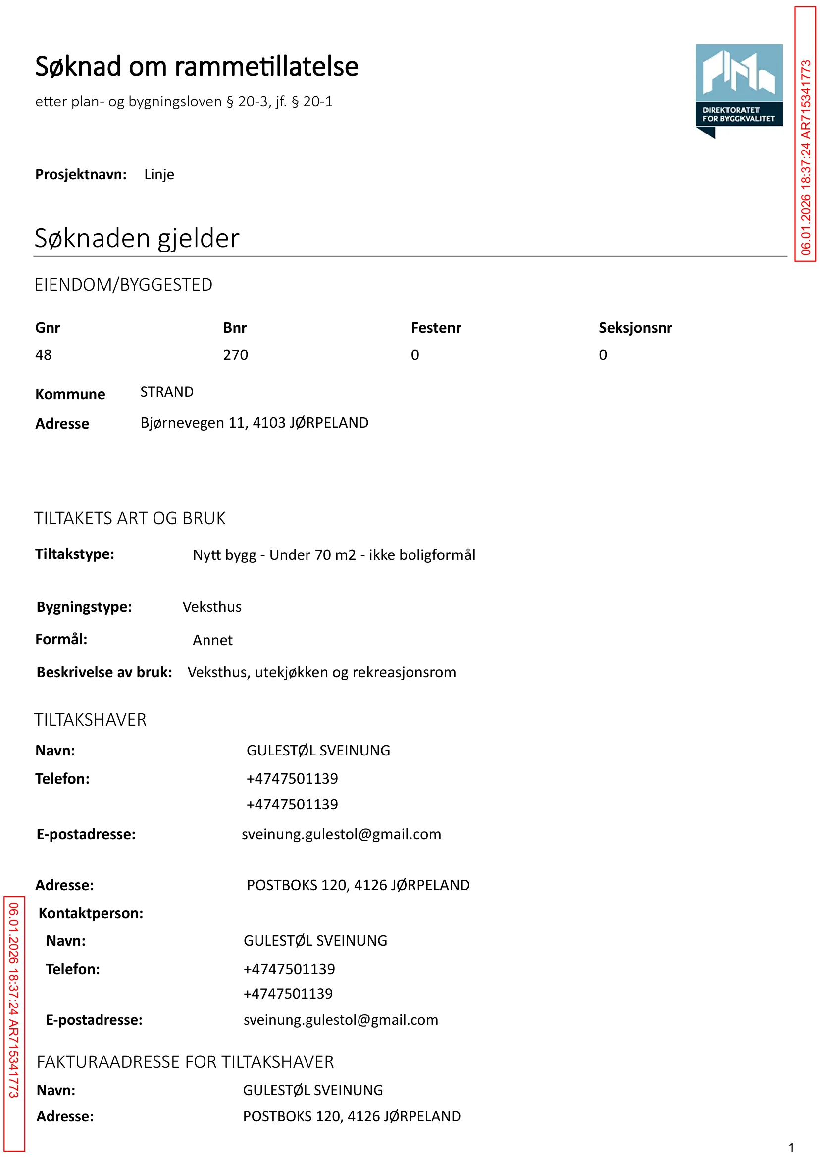 Søknad om rammetillatelse