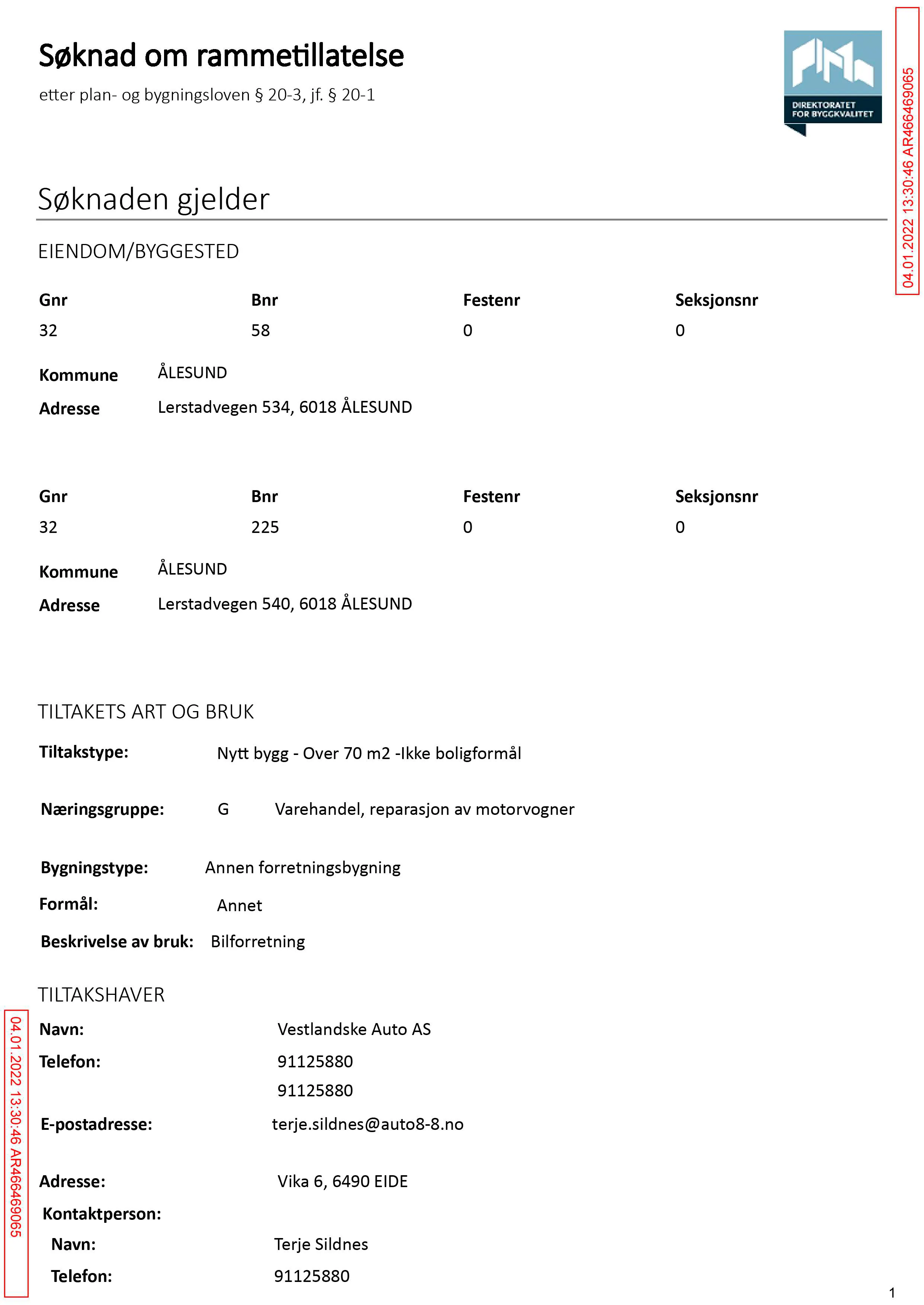 Søknad om rammetillatelse