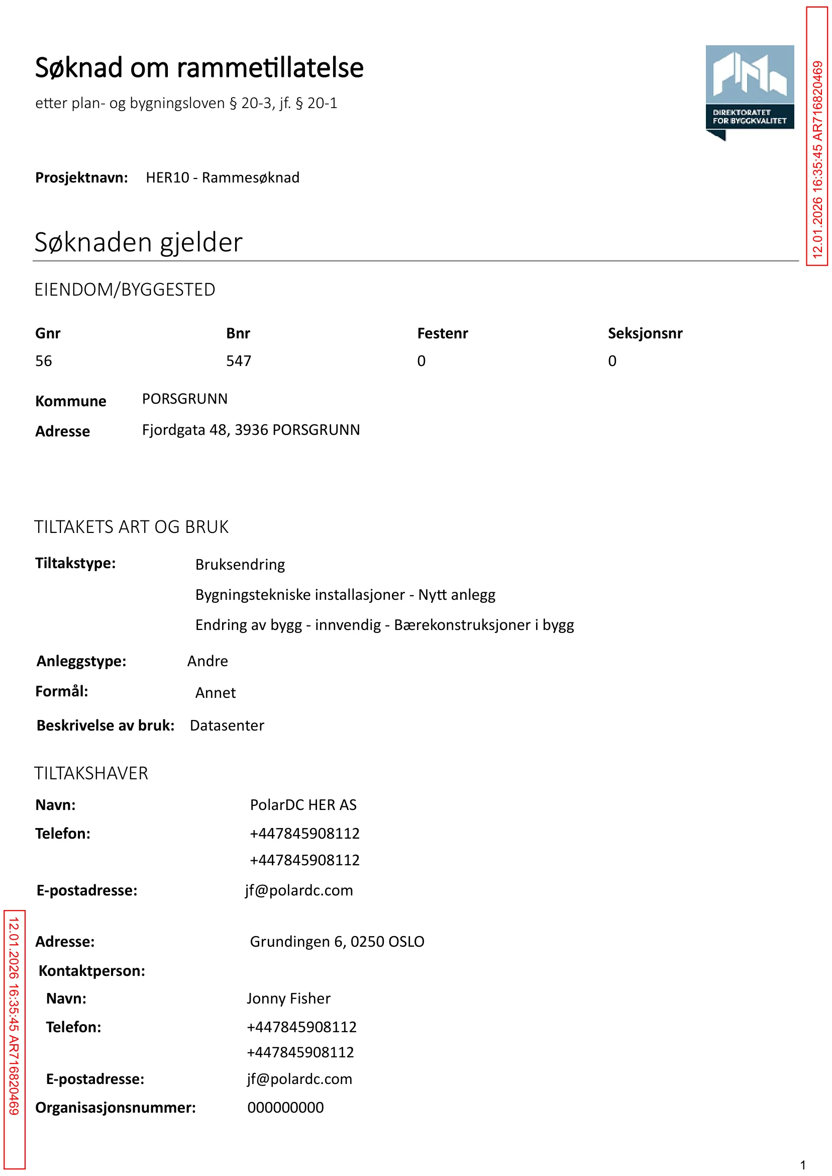 Søknad om rammetillatelse