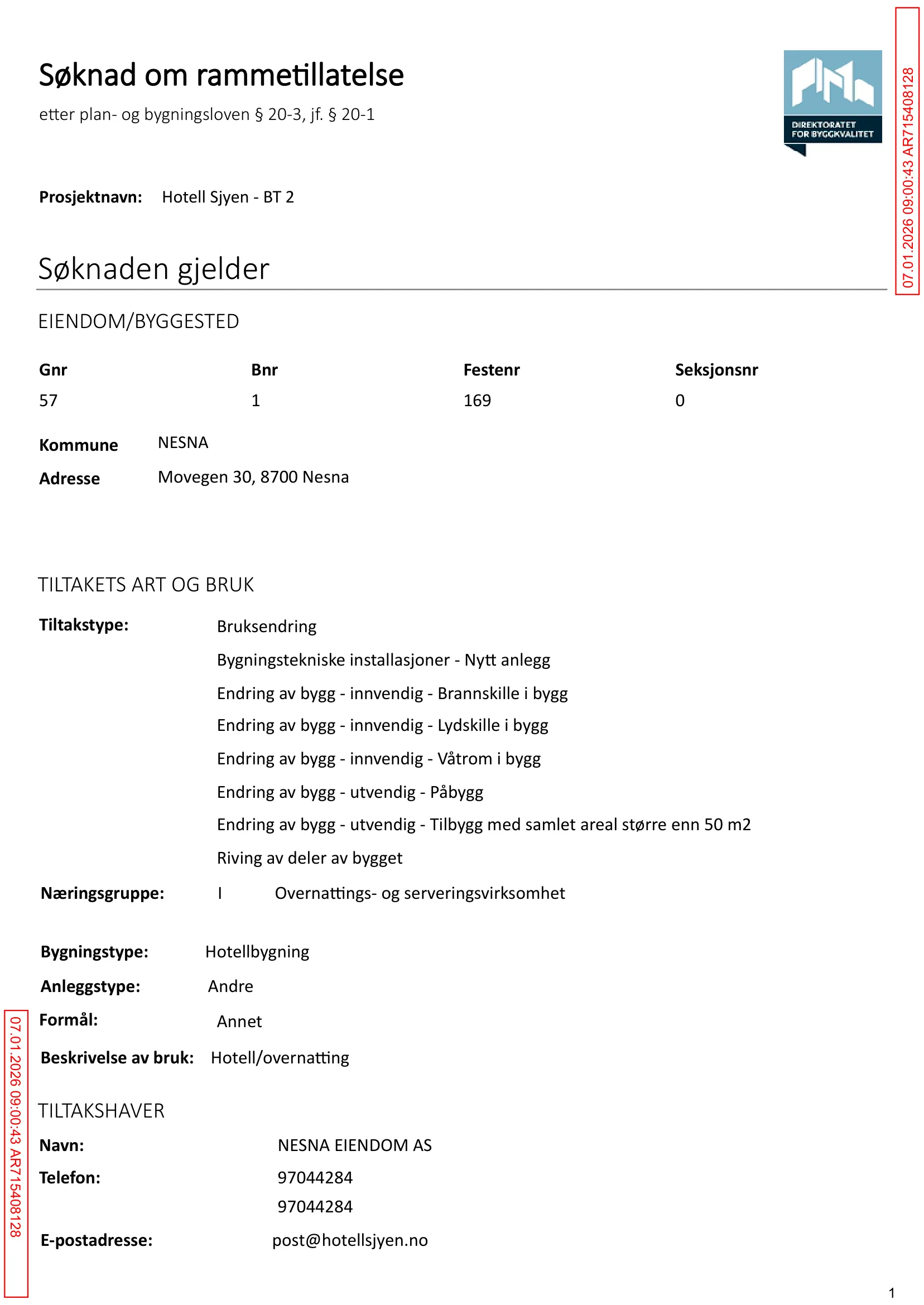 Søknad om rammetillatelse