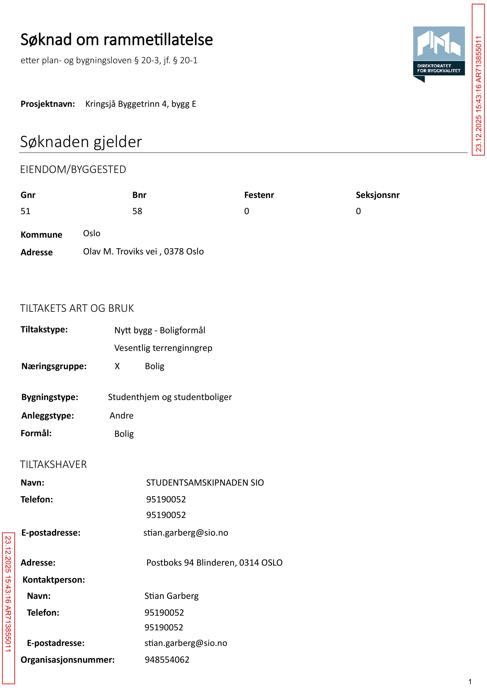 Søknad om rammetillatelse