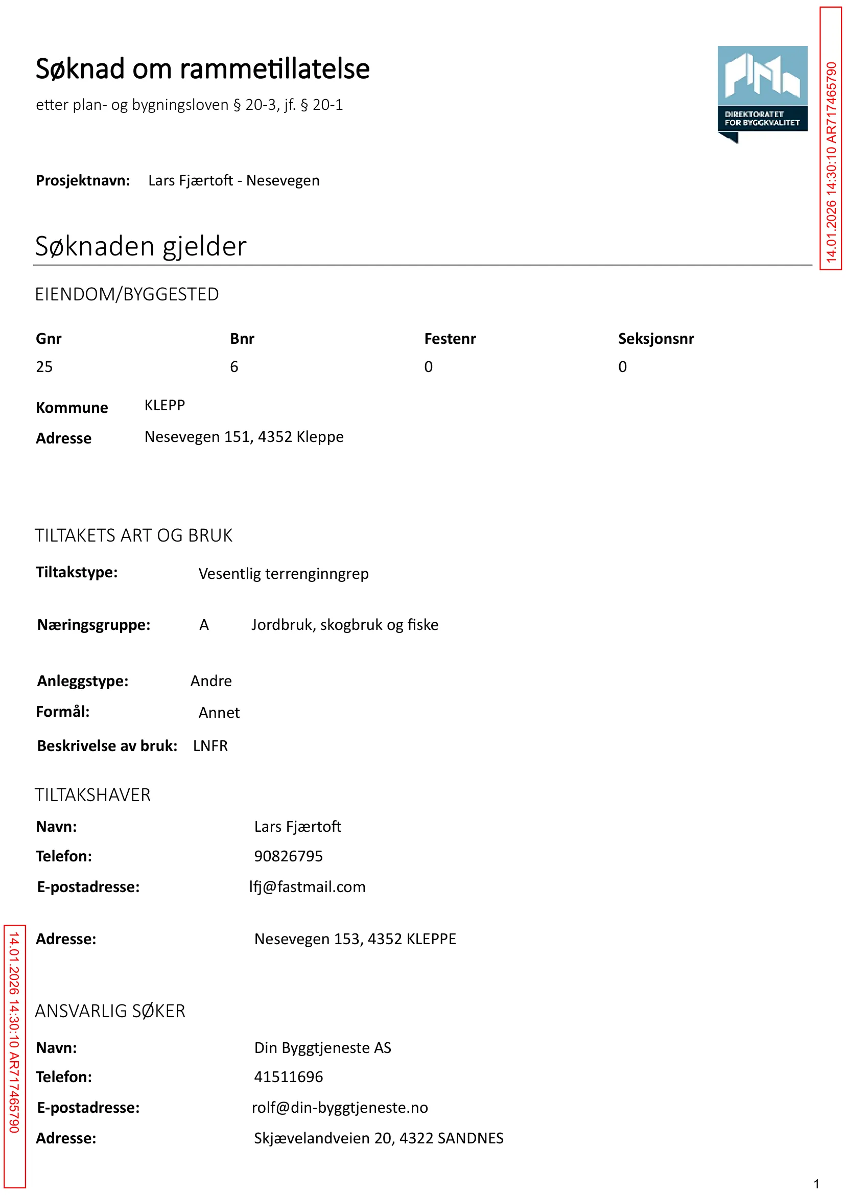 Søknad om rammetillatelse
