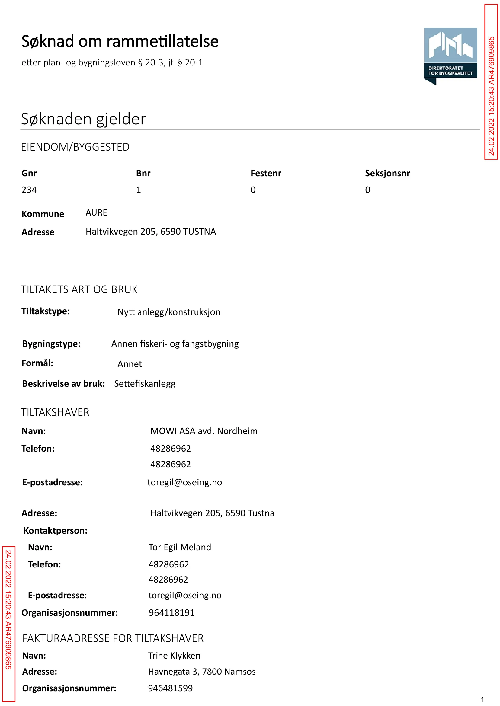 Søknad om rammetillatelse