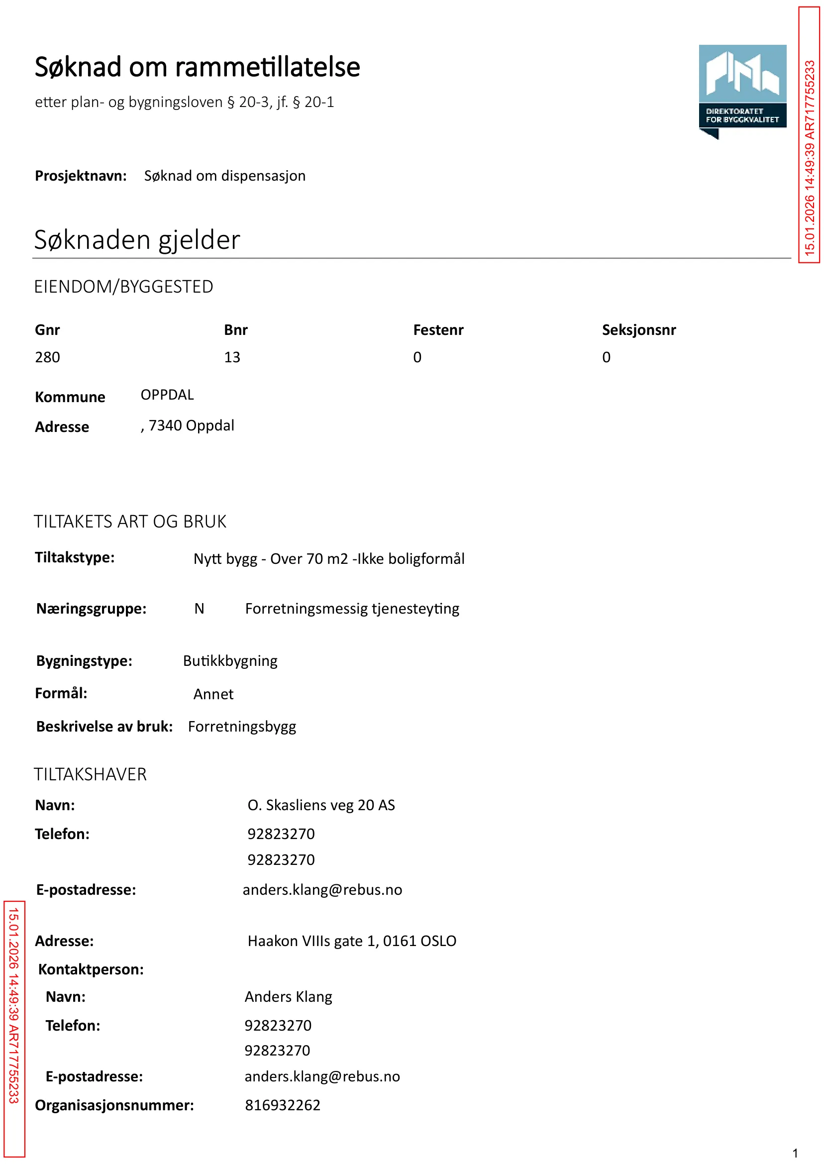 Søknad om rammetillatelse