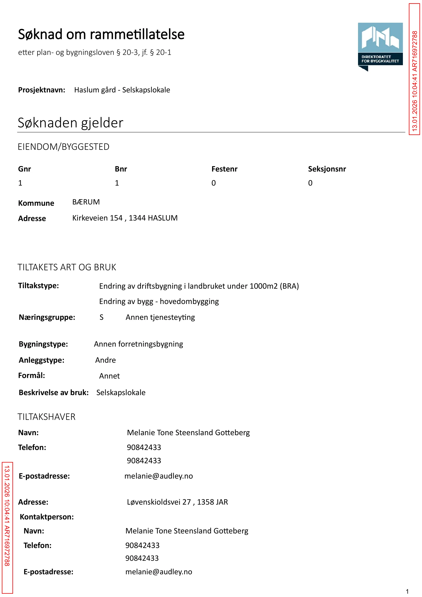 Søknad om rammetillatelse
