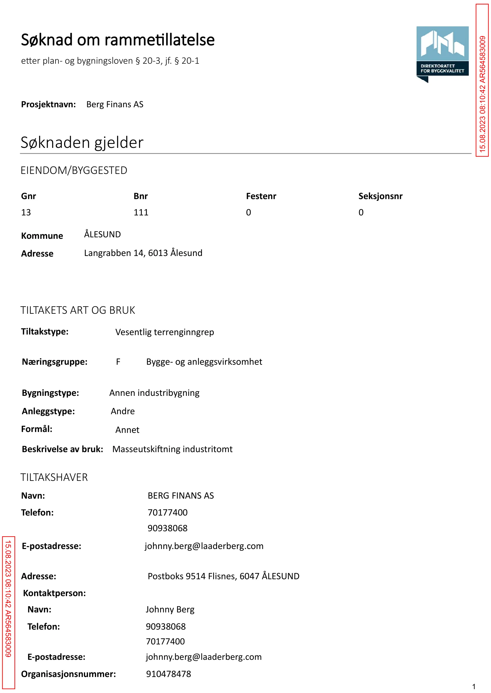 Søknad om rammetillatelse