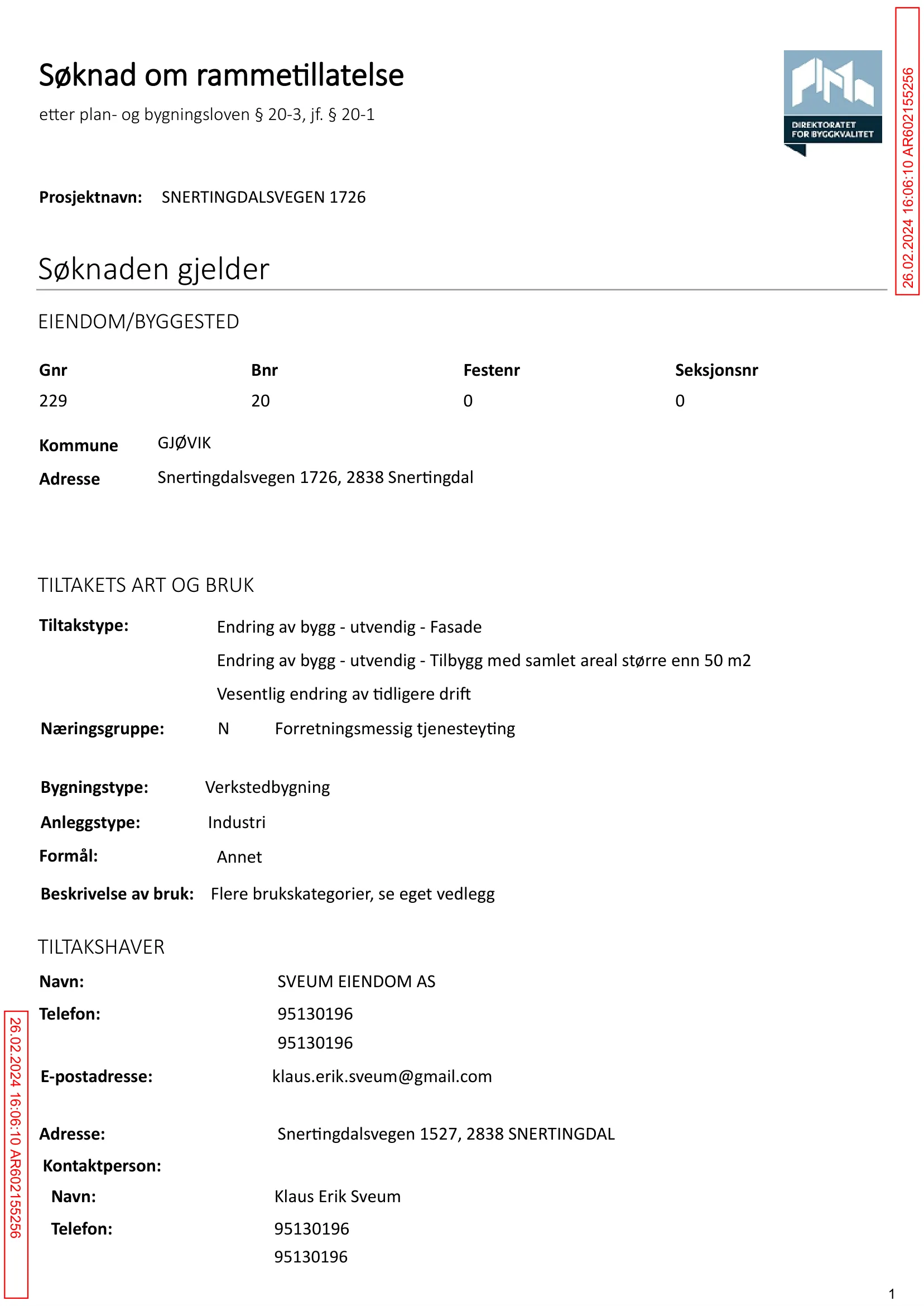 Søknad om rammetillatelse