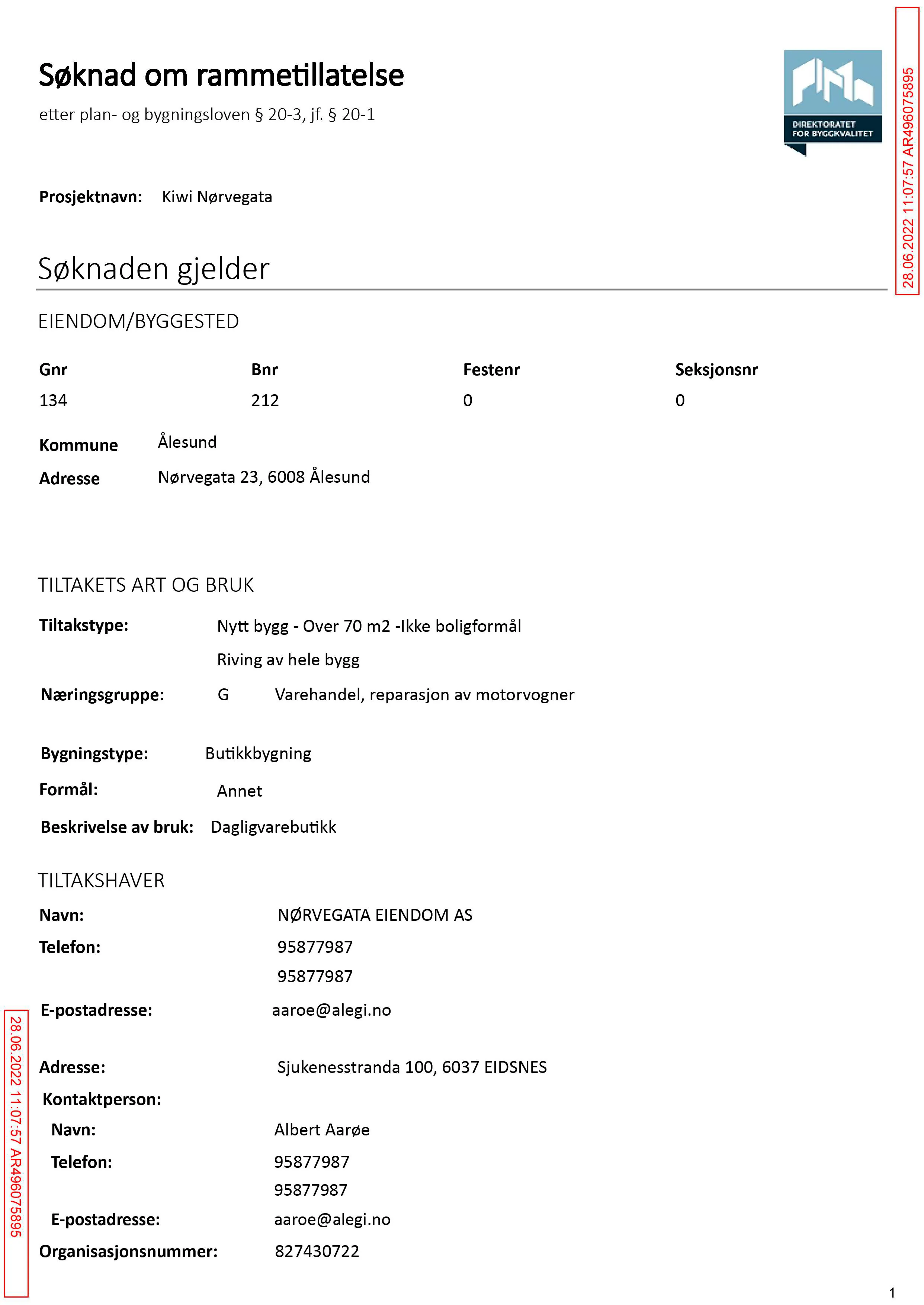 Søknad om rammetillatelse