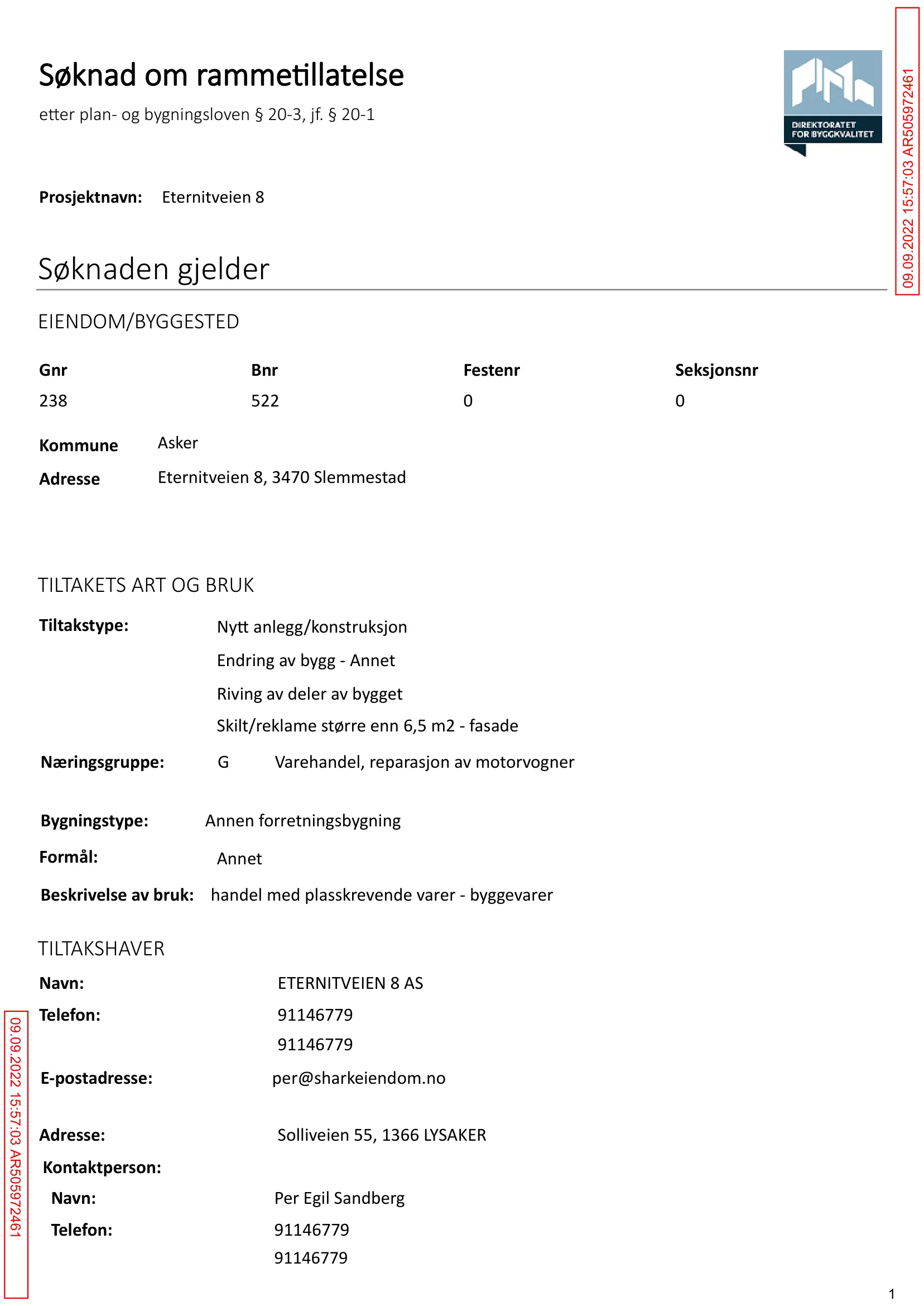 Søknad om rammetillatelse