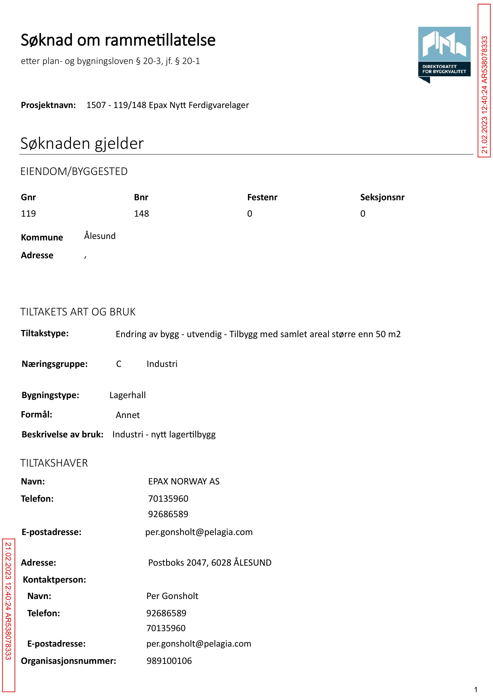 Søknad om rammetillatelse